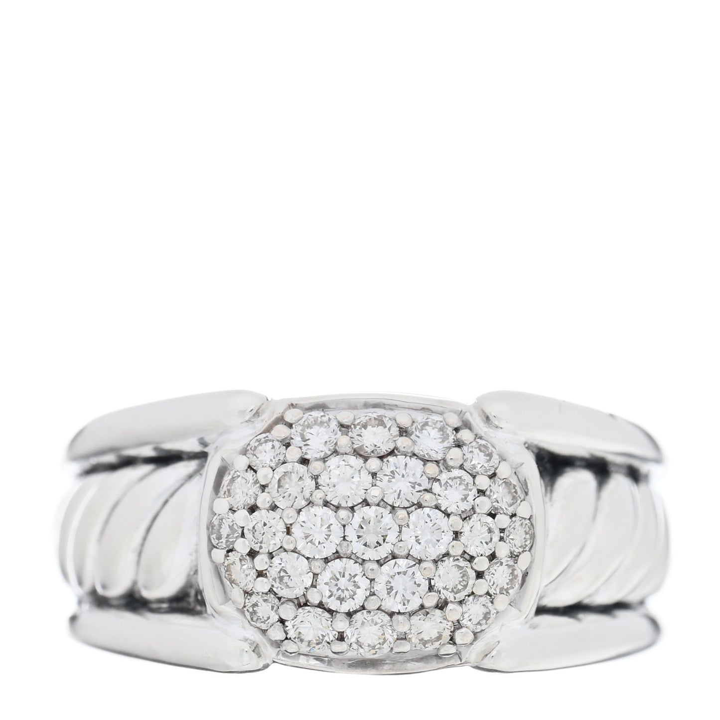 Sterling Silver Diamond 12mm Cable Cocktail Ring 58 8.5