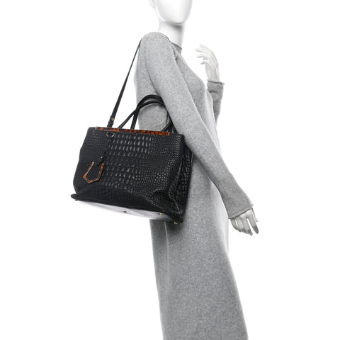 Nappa Crocodile Trapuntata Large 3Jours Tote Black