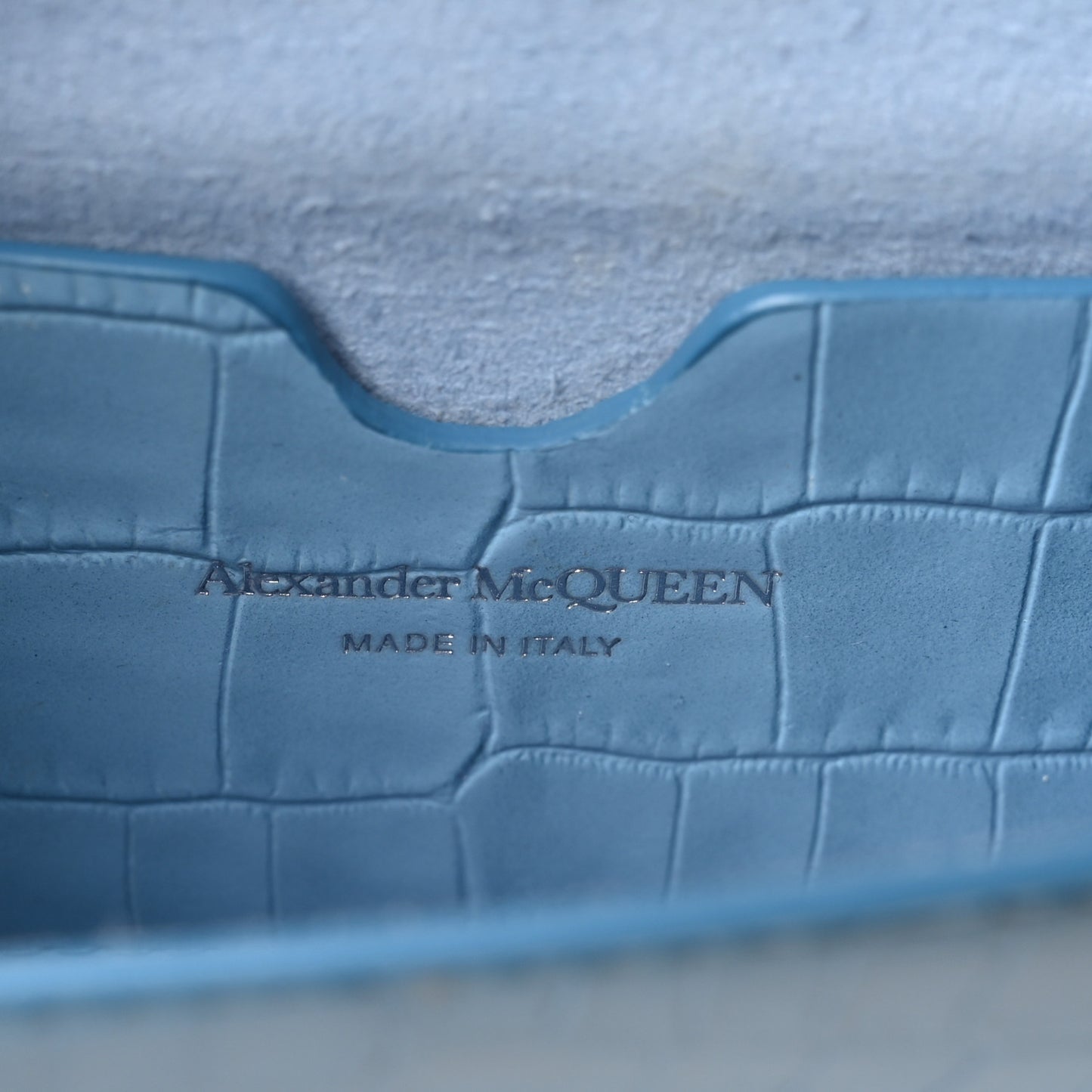 Calfskin Crocodile Embossed Skull Mini Crossbody Bag Blue