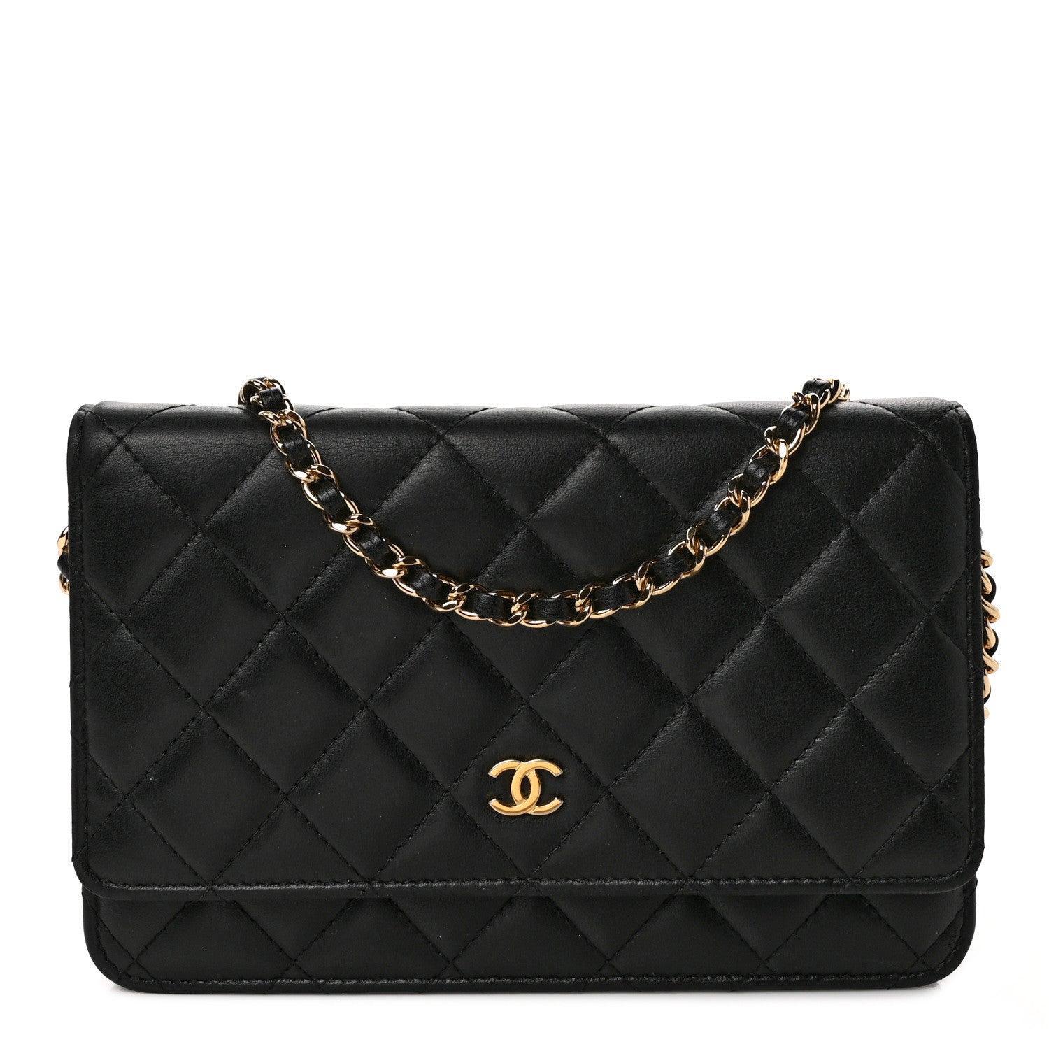Chanel Lambskin Quilted Wallet On Chain WOC Black 1 of 12