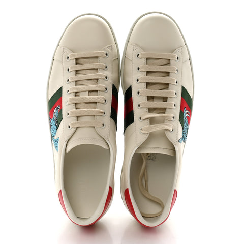 X FREYA HARTAS Calfskin Miro Soft Web Mythical Creature Embroidered Mens Ace Sneakers 9.5 New Mystic White
