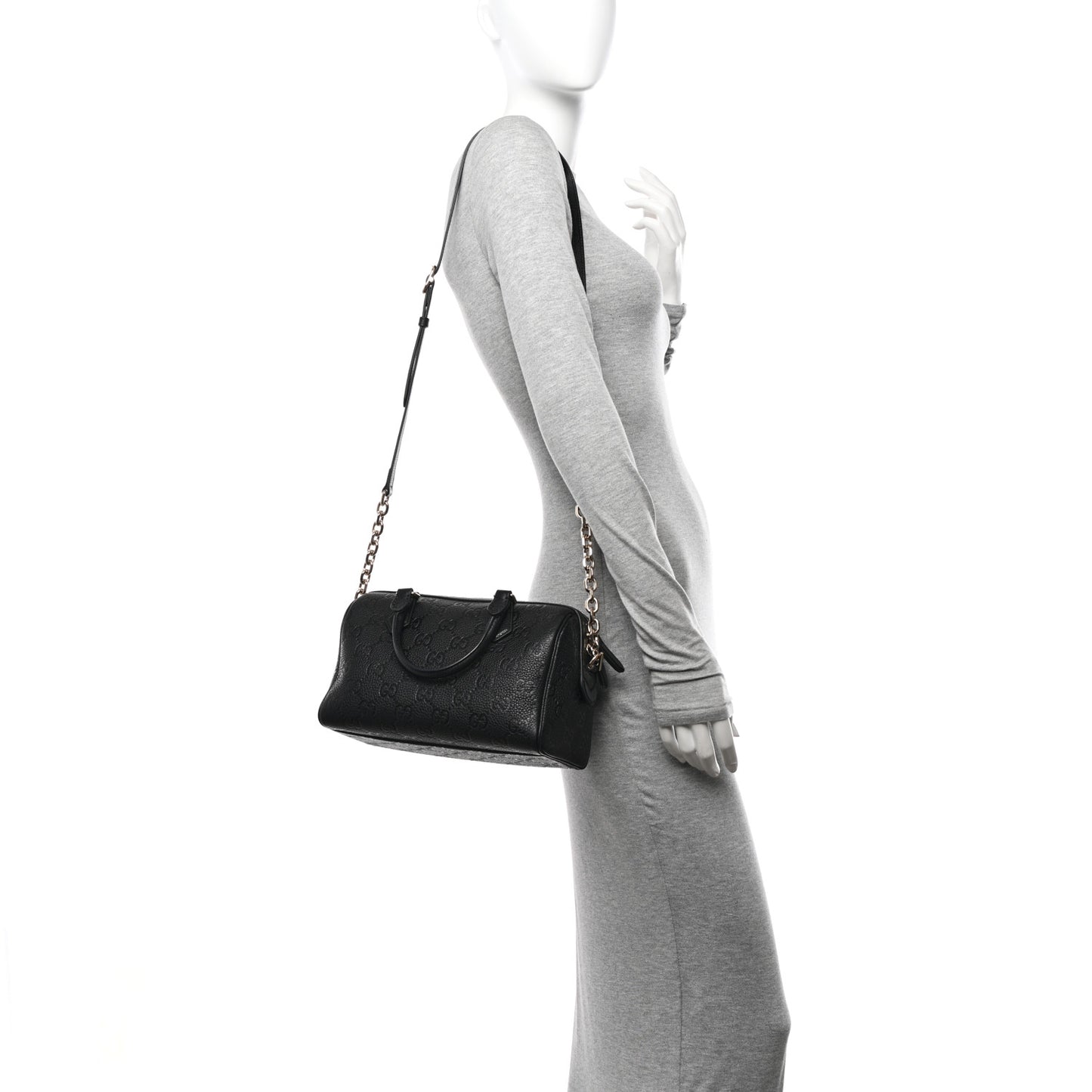 Calfskin GG Emblem Small Top Handle Bag Black