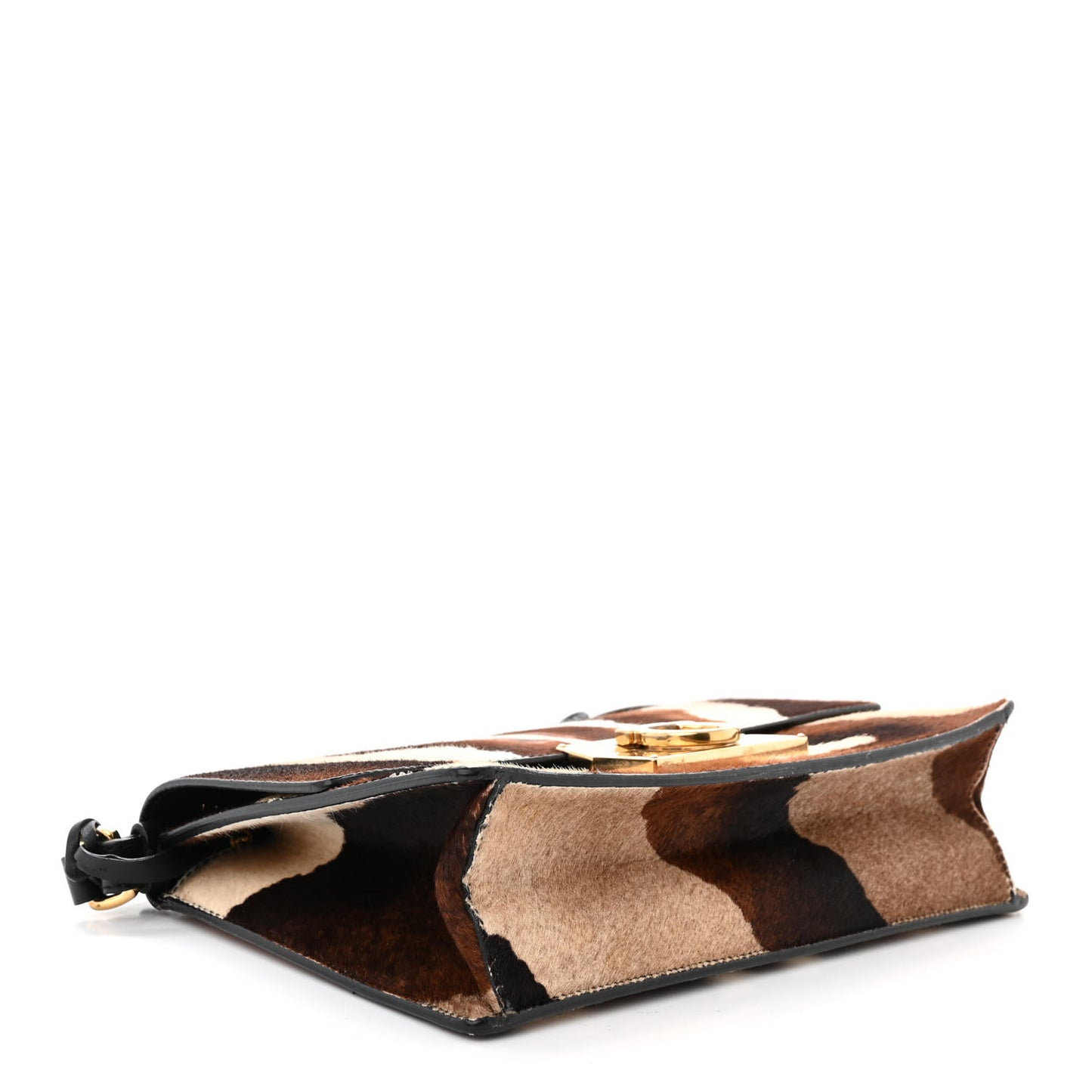 SALVATORE FERRAGAMO Calfskin Pony Hair Medium Aileen Bag Brown