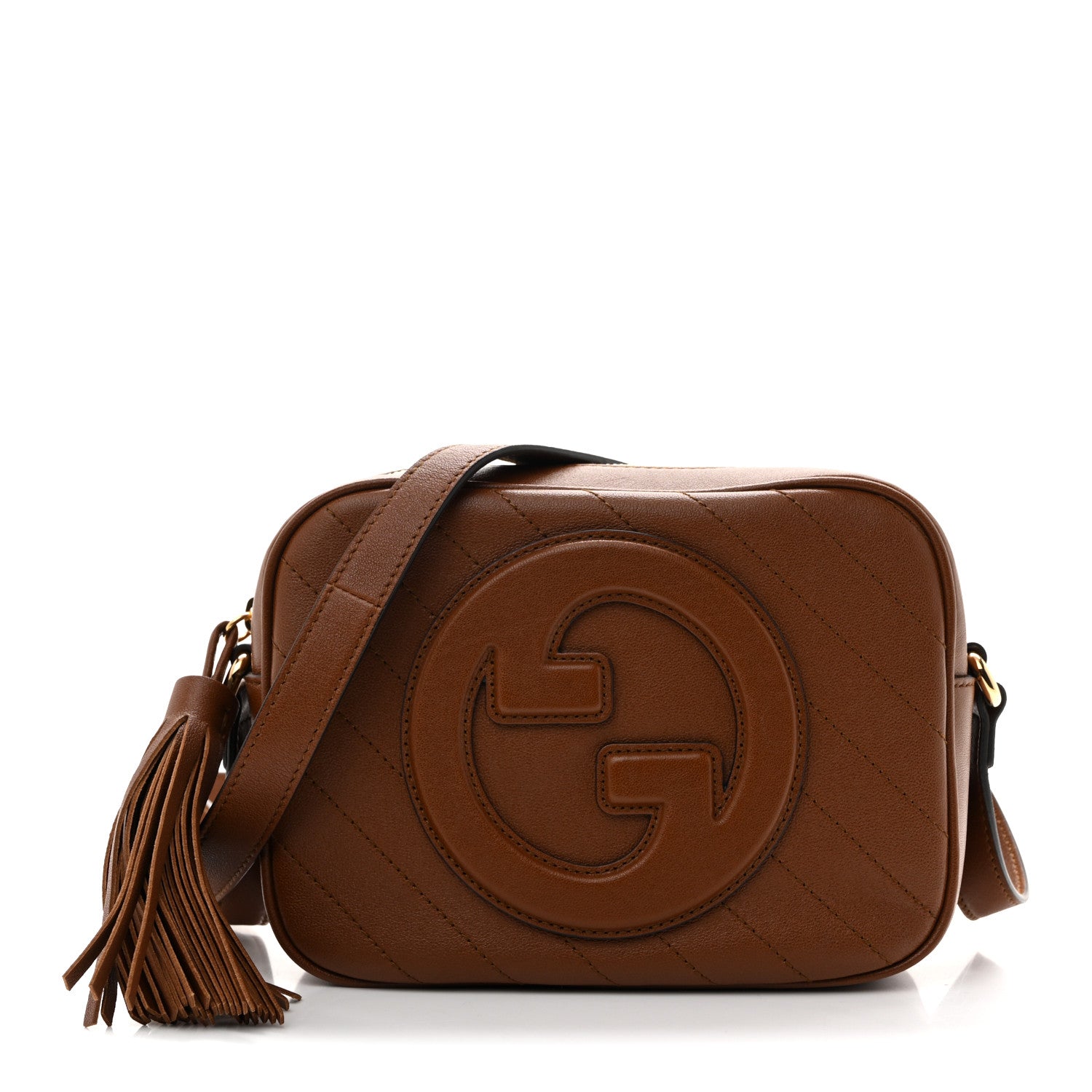 GUCCI ボディバッグ ブラウン Gucci Sakai Be Green Calfskin Diagonal Stitched Small Blondie
