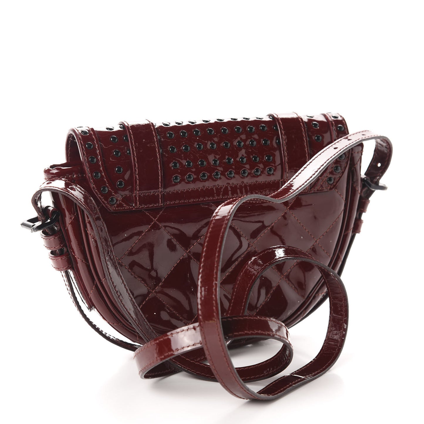 Patent Studded Crossbody Burgundy
