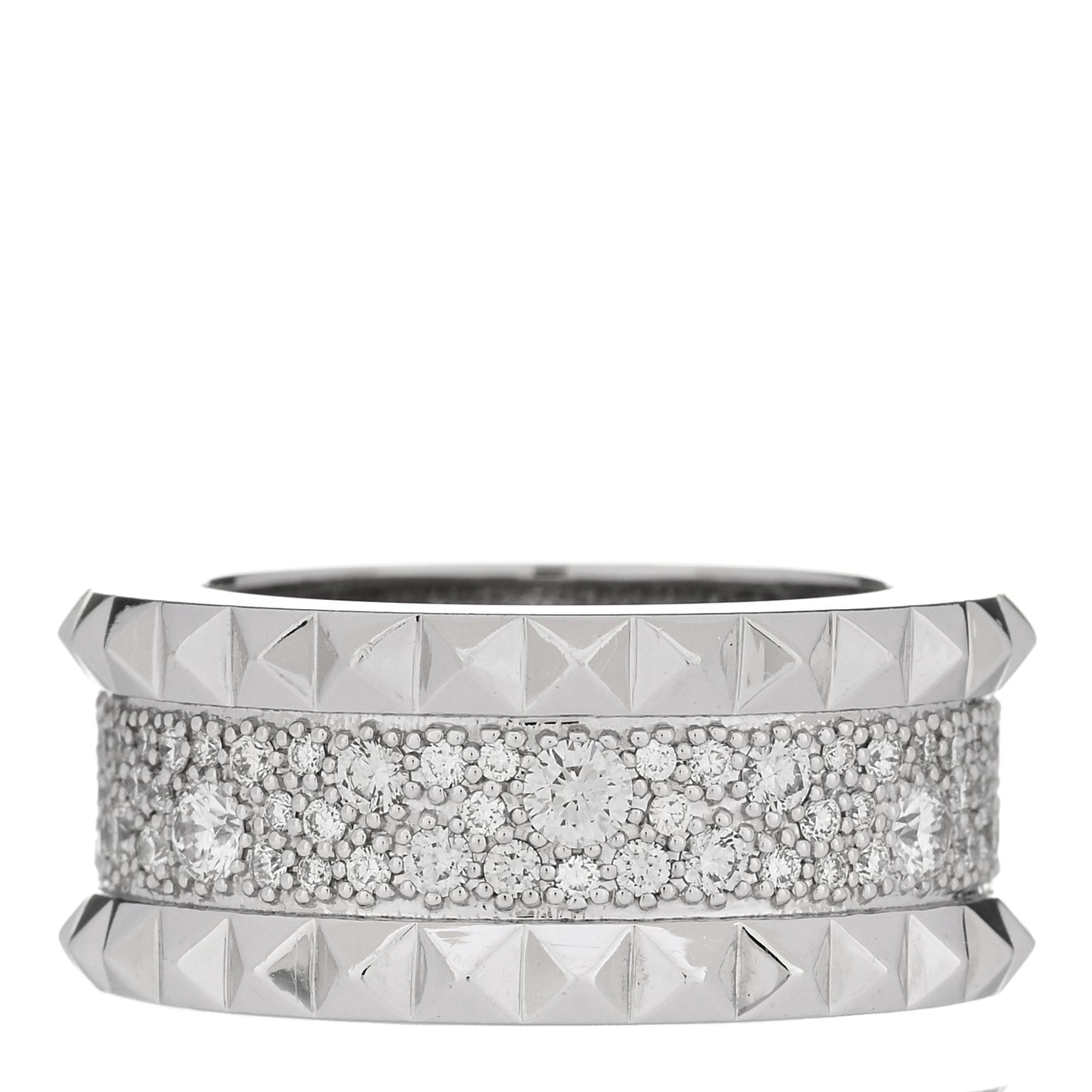 18K White Gold Diamond Rock & Diamonds Ring 53 6.5