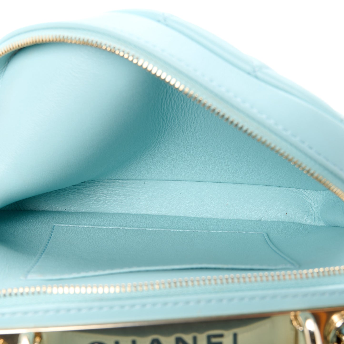 Lambskin Quilted Small Trendy CC Bowling Bag Light Blue