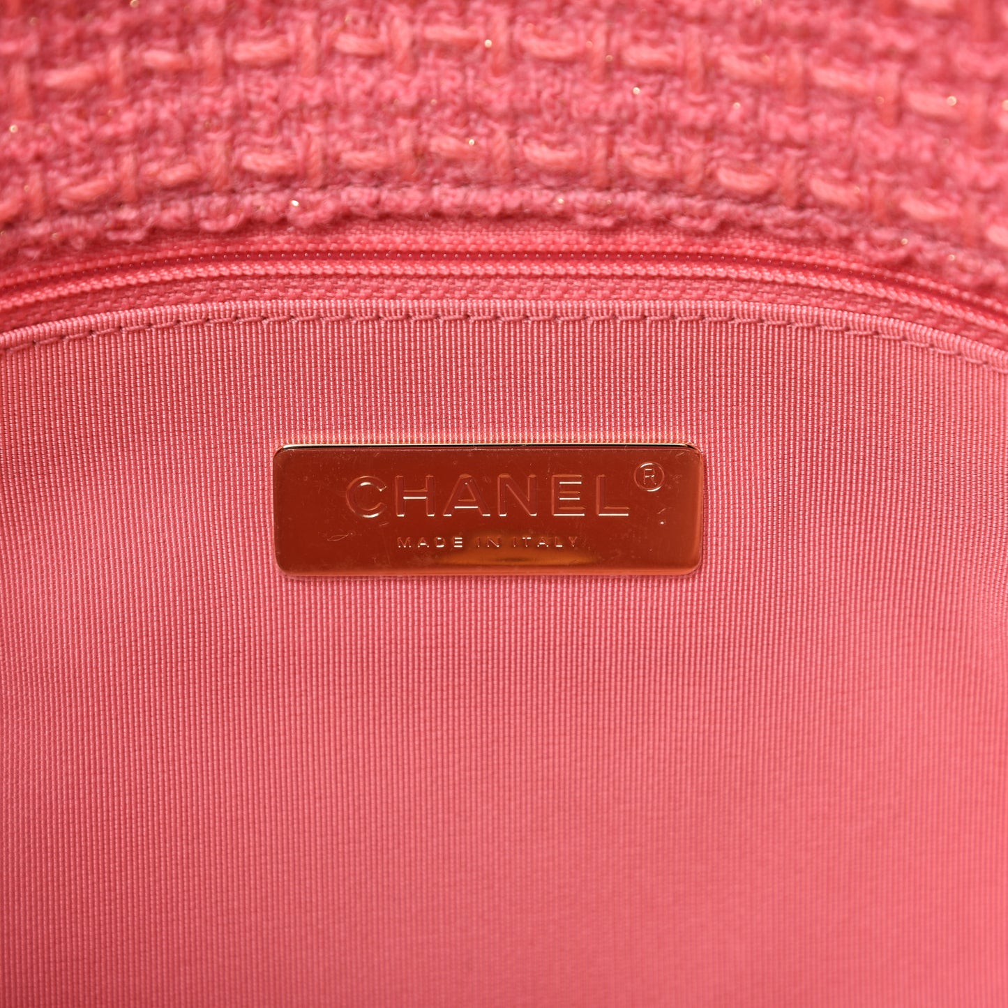 Metallic Tweed Quilted Large Chanel 19 Flap Pink