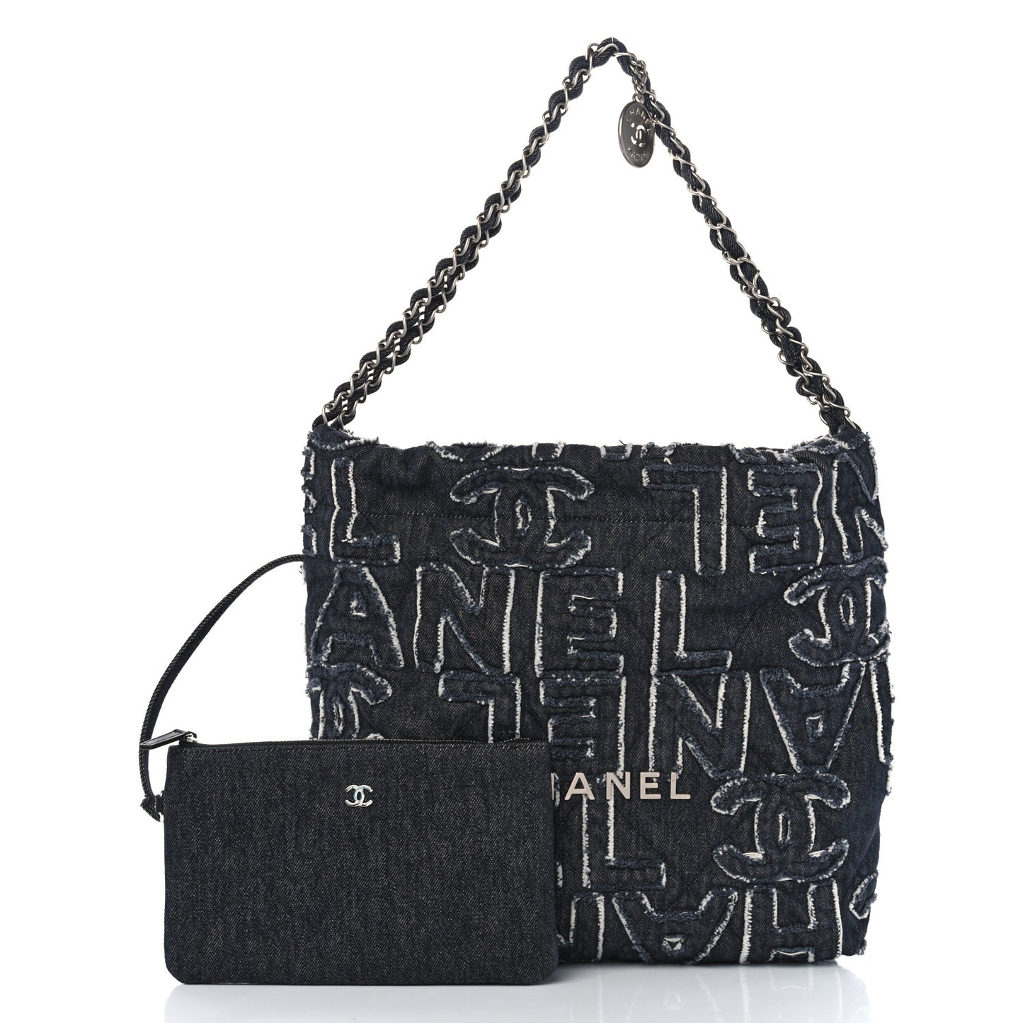Denim Patchwork Quilted Chanel 22 Black