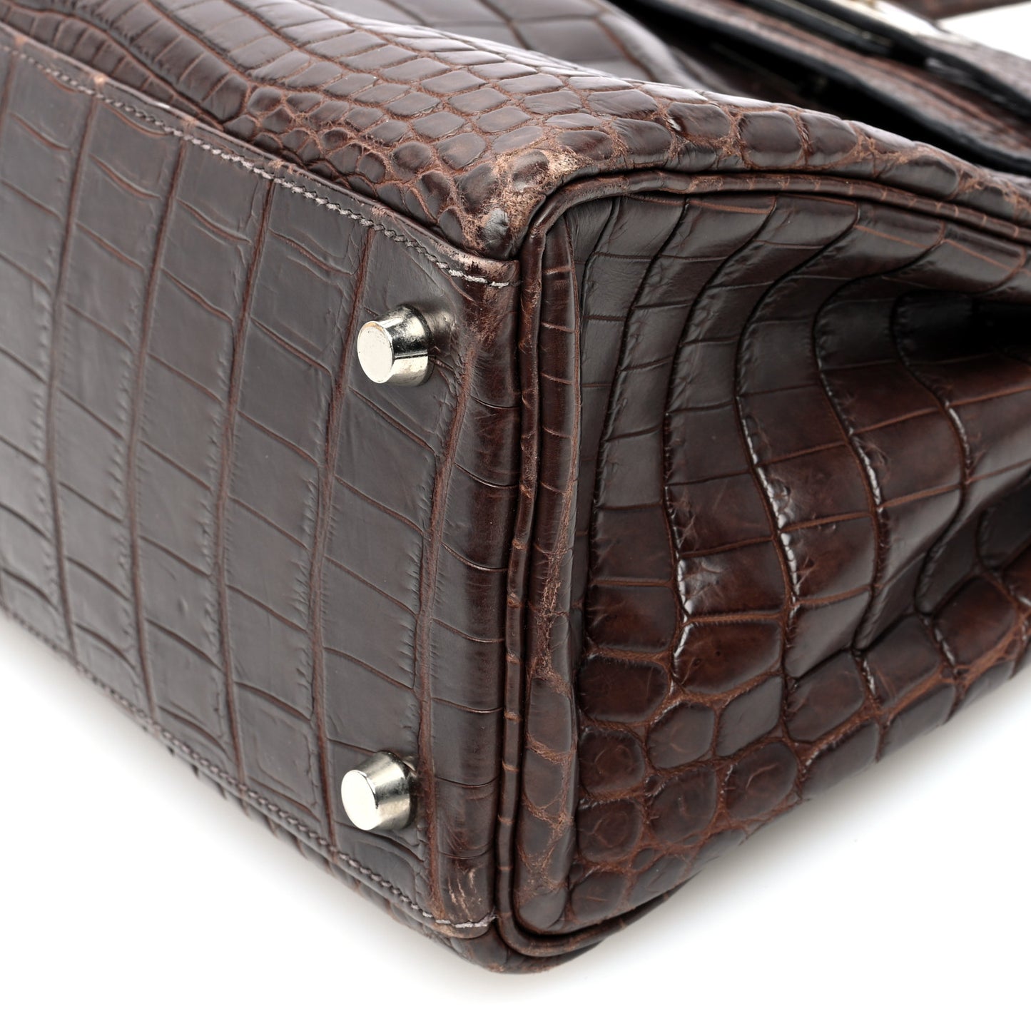 Matte Niloticus Crocodile Kelly Retourne 28 Havane