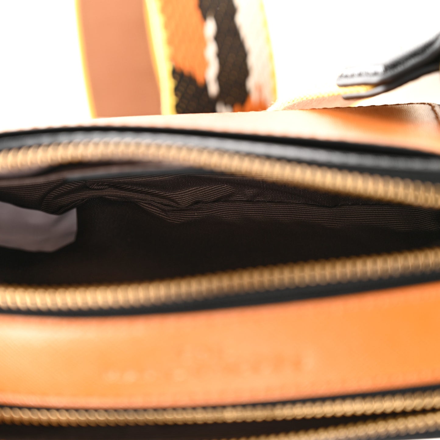 Saffiano Small Snapshot Camera Bag Black Honey Ginger