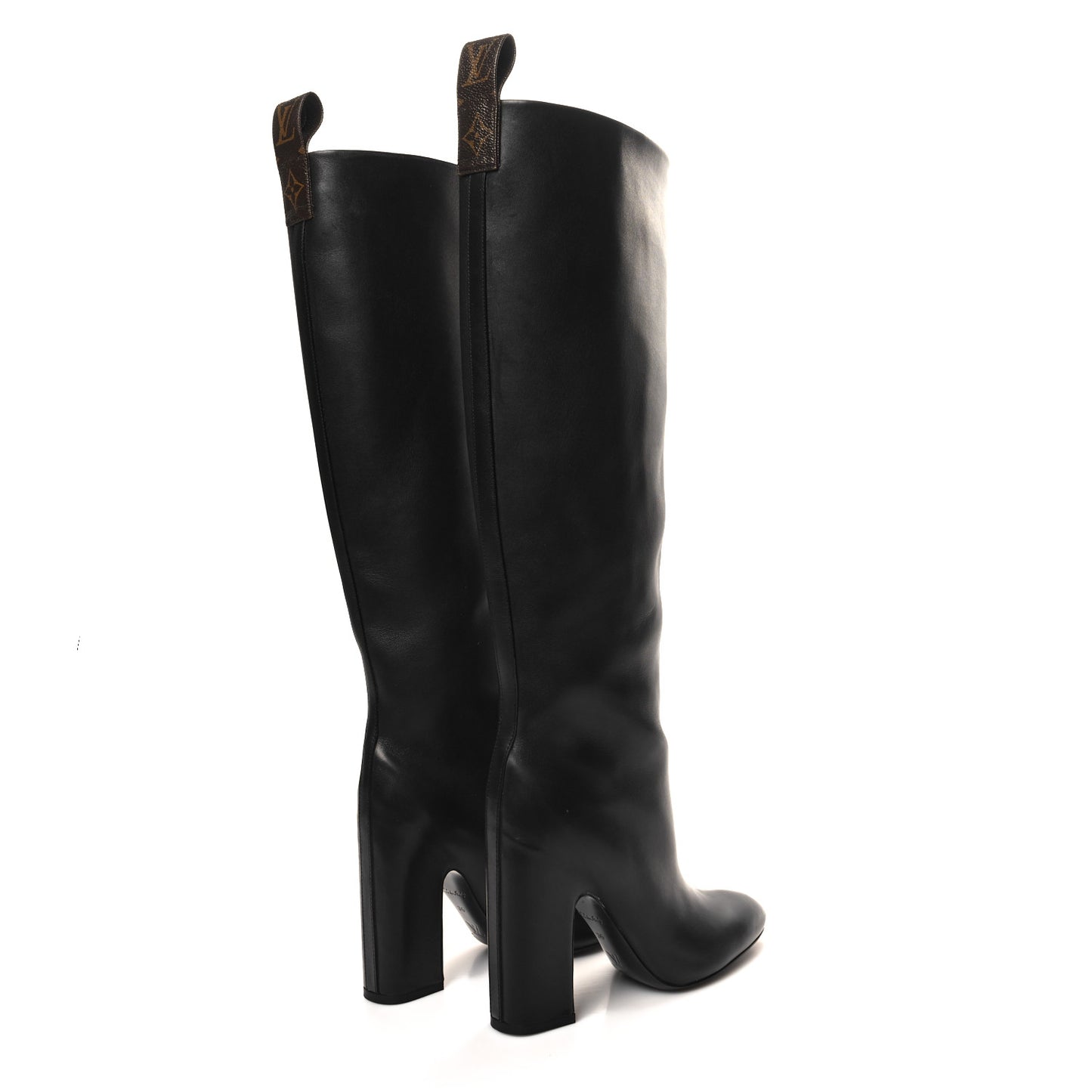 Calfskin Patent Monogram Donna High Boots 36 Black
