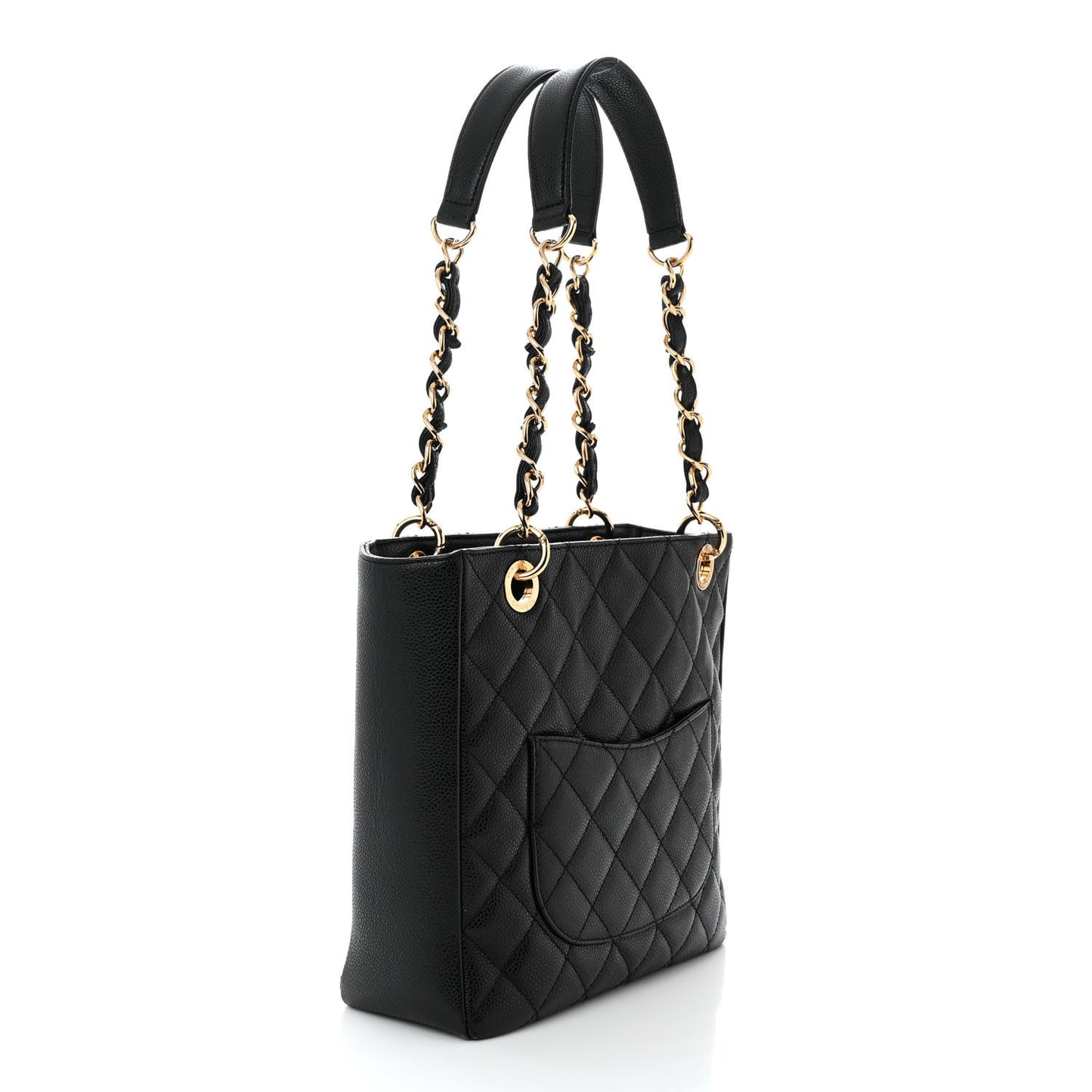 Caviar Quilted Petit Shopping Tote PST Black