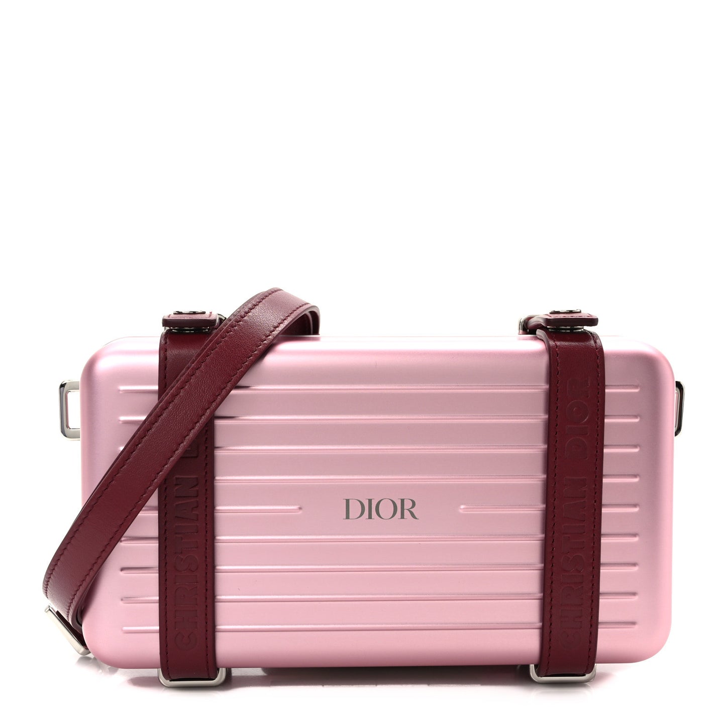 X RIMOWA Aluminum Personal Clutch On Strap Rose