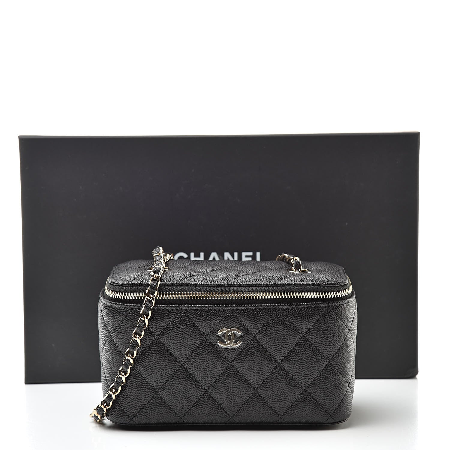 Chanel Caviar Quilted Small Vanity Case With Chain Black 11 of 11