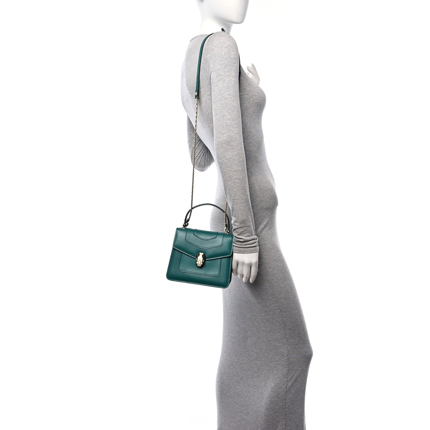 Calfskin Serpenti Forever Top Handle Emerald Green