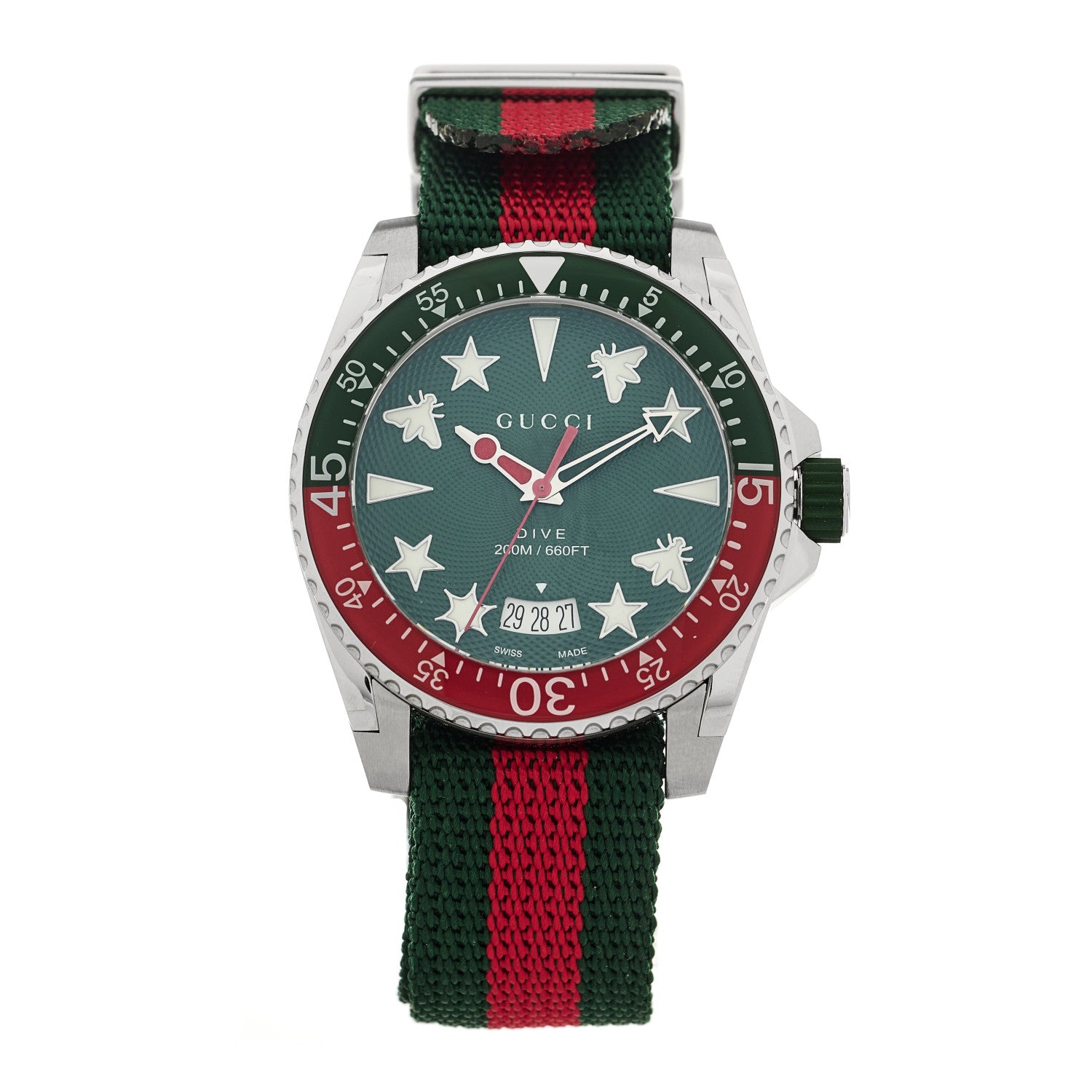 Gucci Stainless Steel Nylon 40mm Dive Quartz Watch Green 1814864