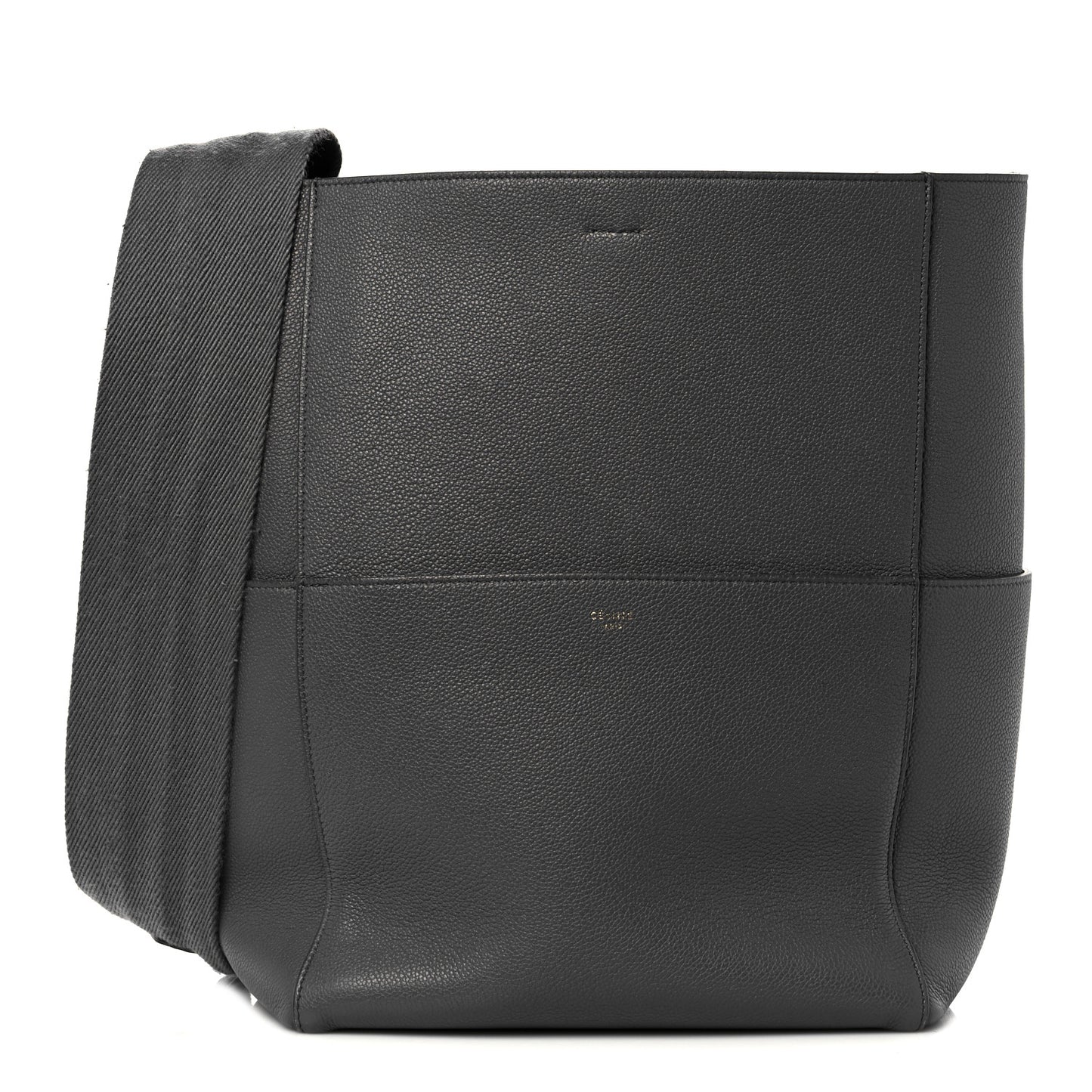 Soft Grained Calfskin Sangle Bucket Bag Kohl