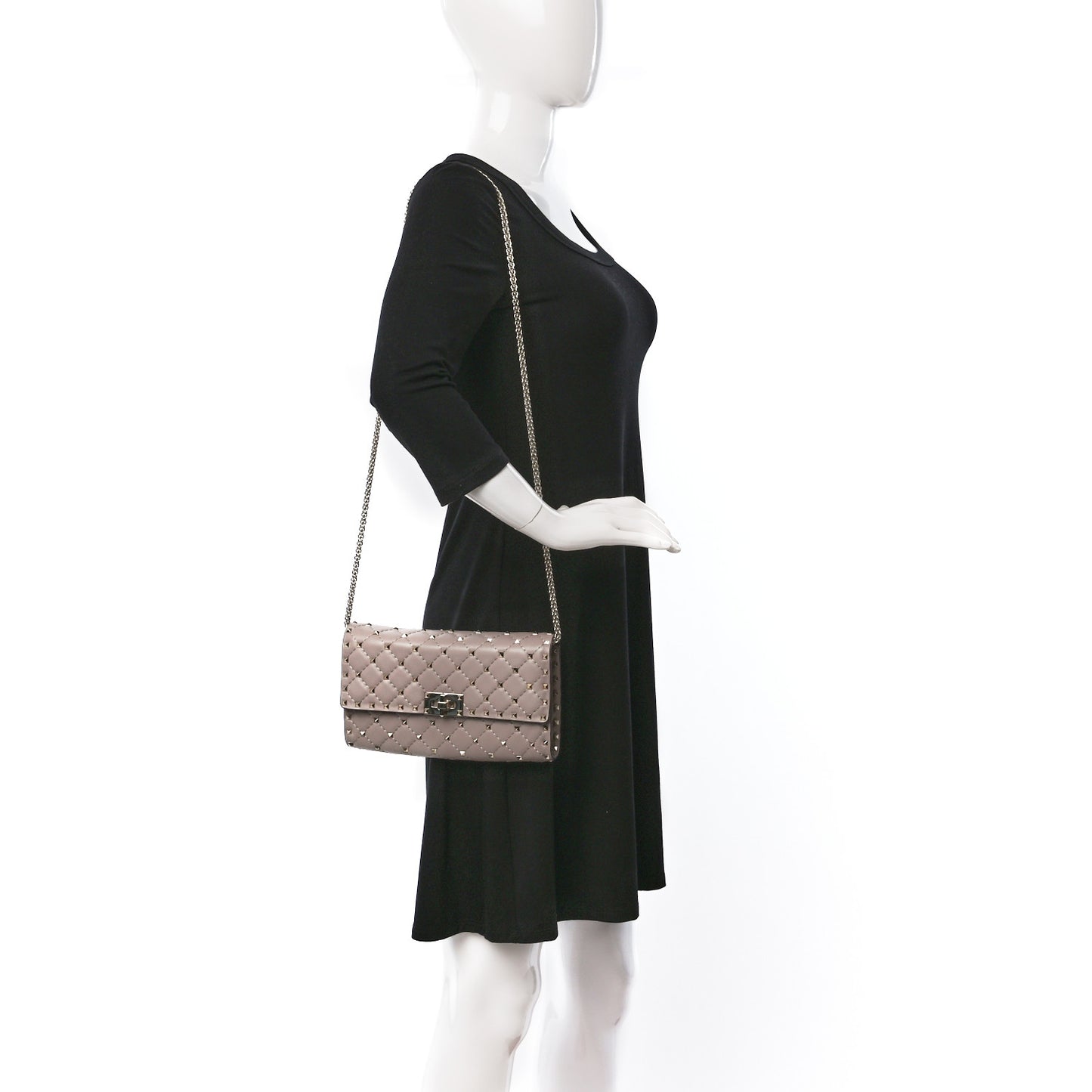 Nappa Rockstud Spike Wallet On Chain Poudre