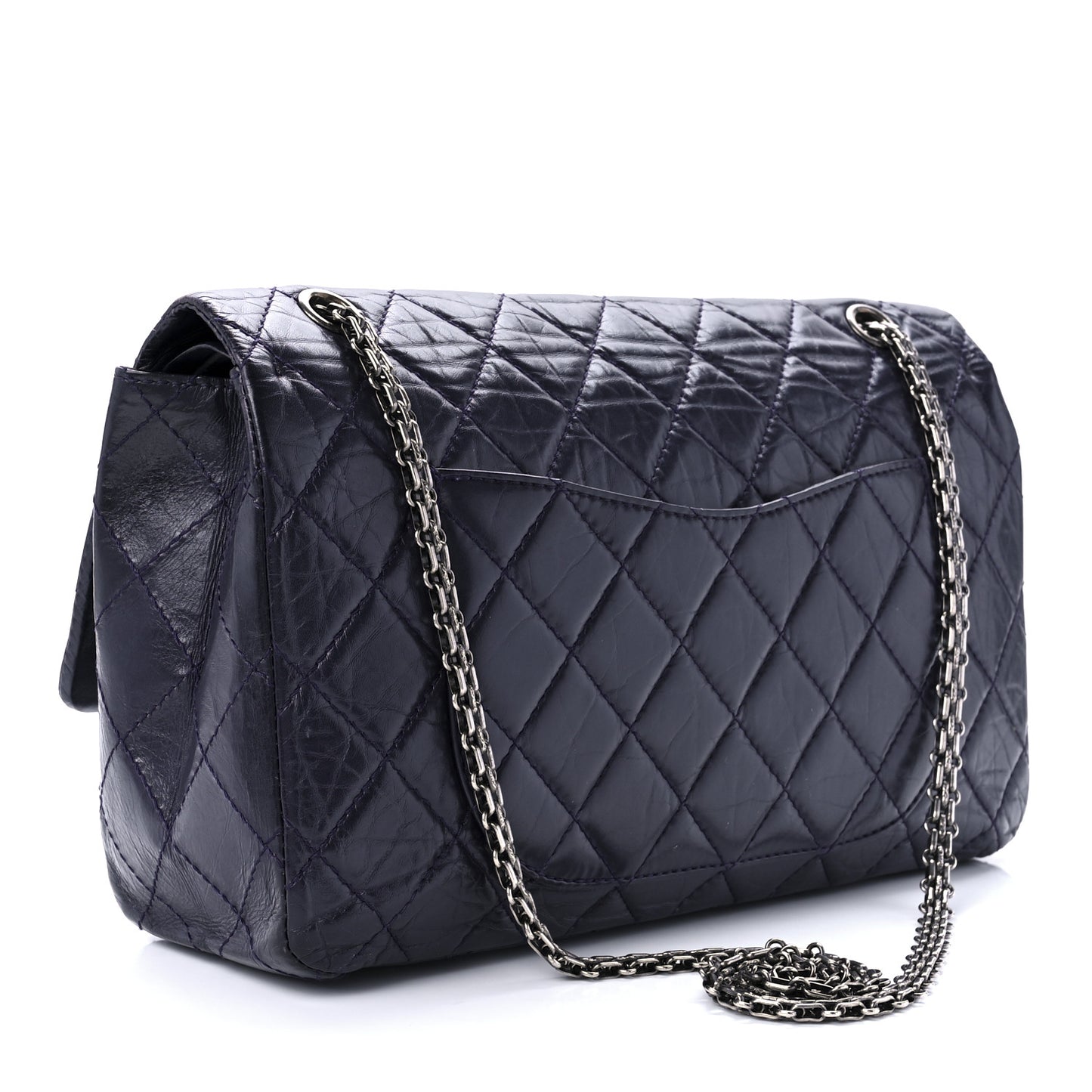 Aged Calfskin Quilted 2.55 Reissue 227 Flap Navy Blue
