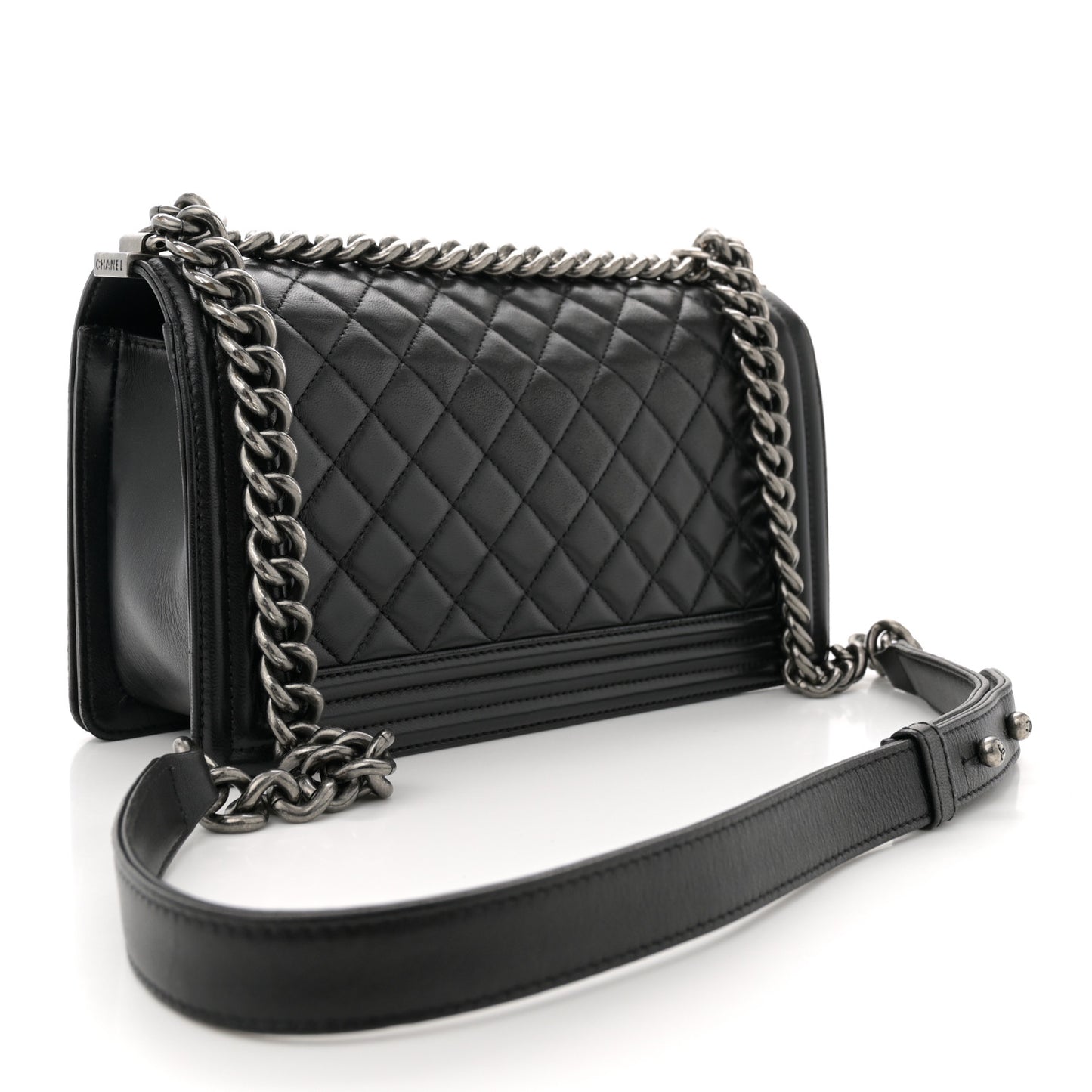 Lambskin Quilted Medium Boy Flap Black