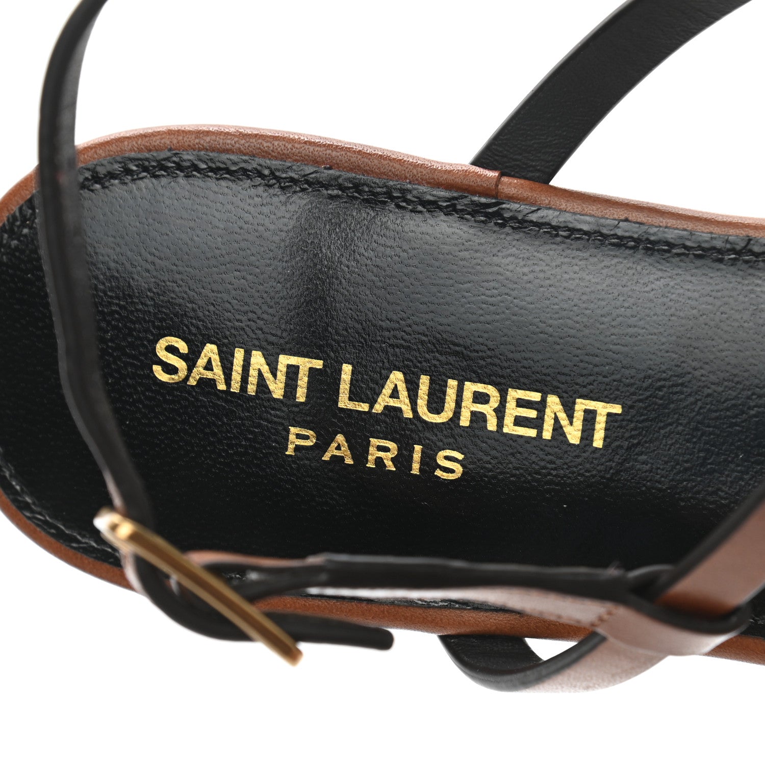 Saint Laurent Calfskin Cassandra Monogram Sandals 36.5 Brown 7 of 8