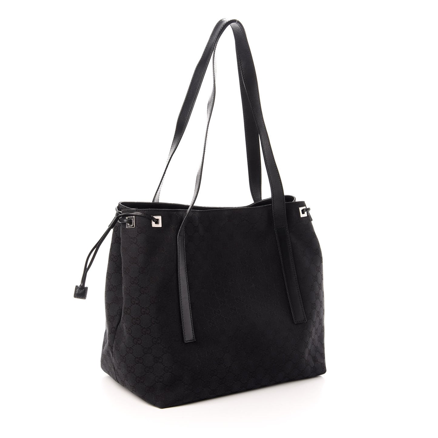 Monogram Drawstring Tote Black