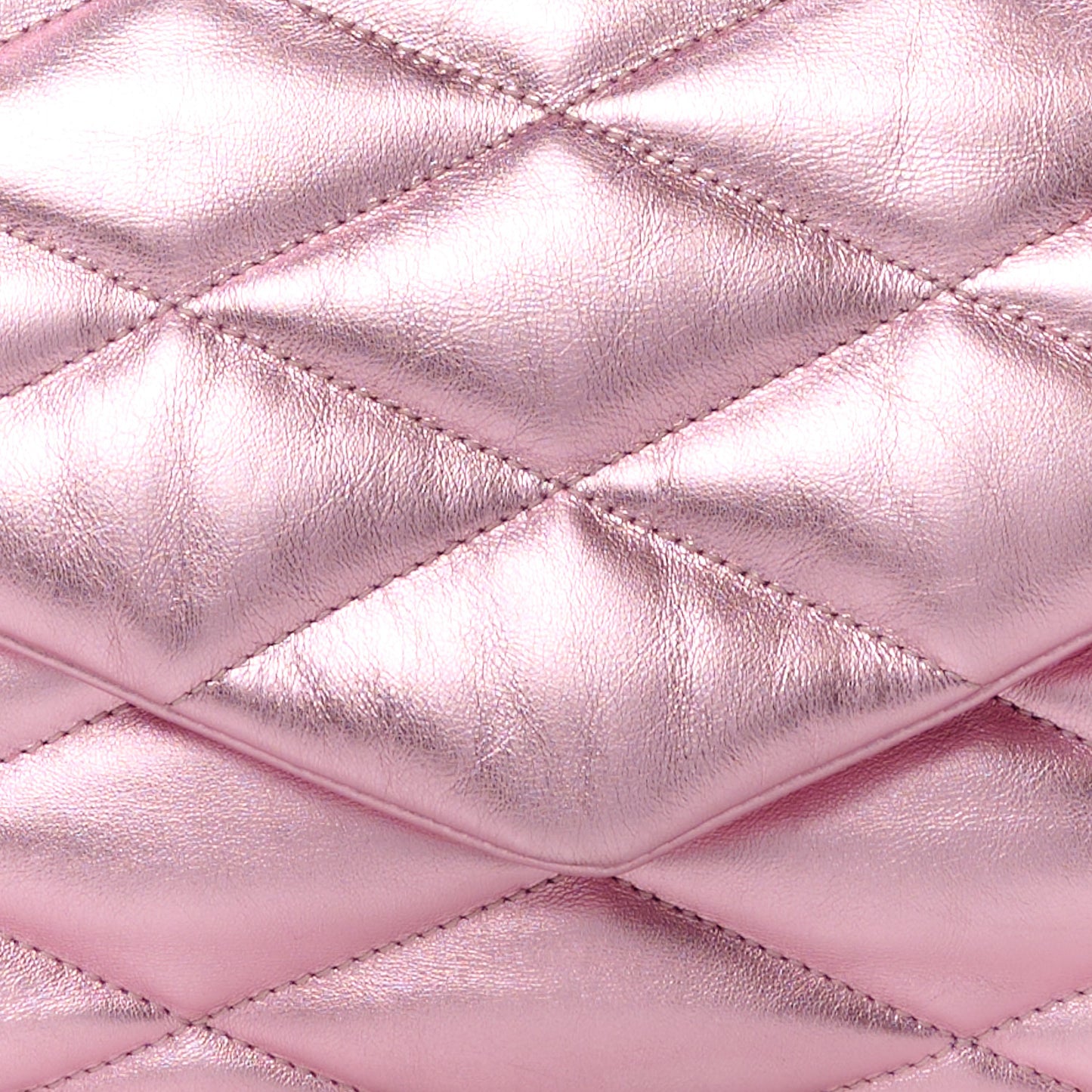 Metallic Lambskin Quilted Sade Puffer Envelope Clutch New Azalea
