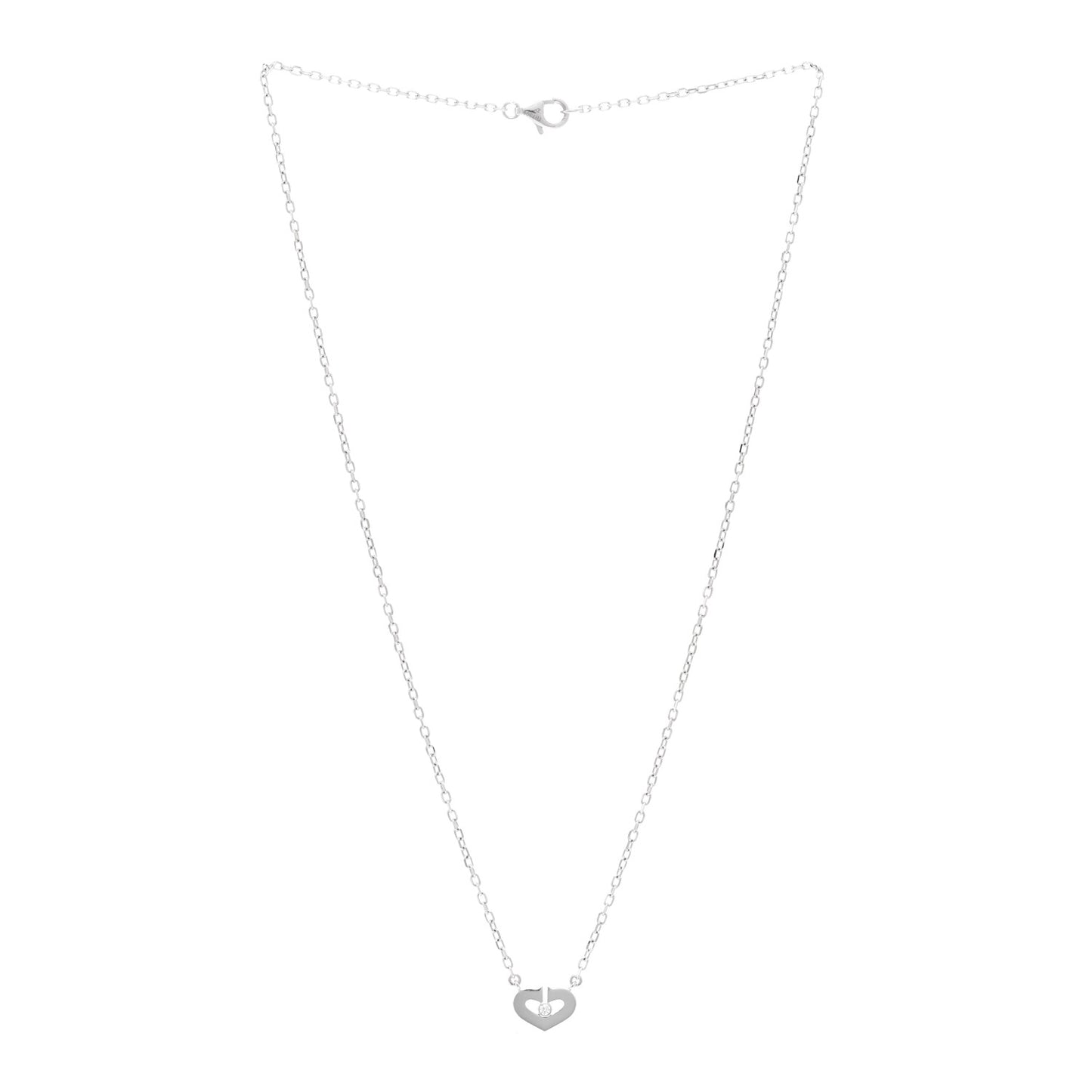 18K White Gold Diamond XS Hearts and Symbols Necklace