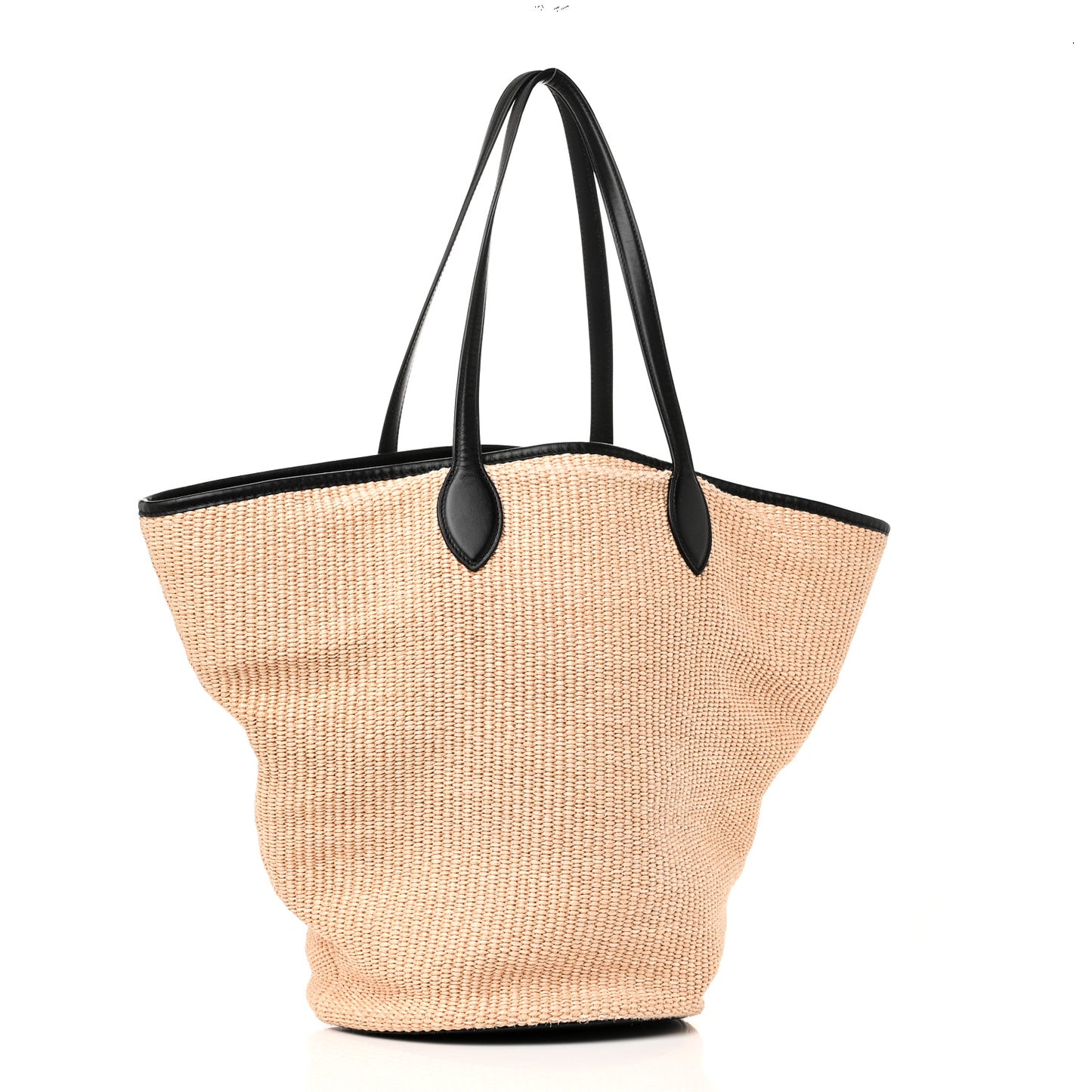 Raffia Calfskin Osa Medium Tote Natural Black