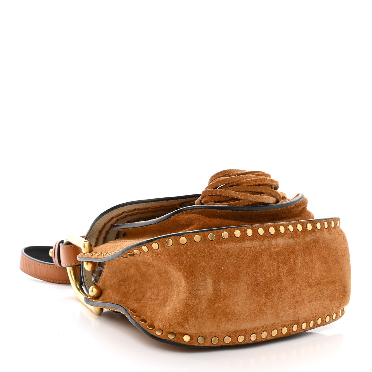 Suede Calfskin Braided Mini Hudson Shoulder Bag Caramel