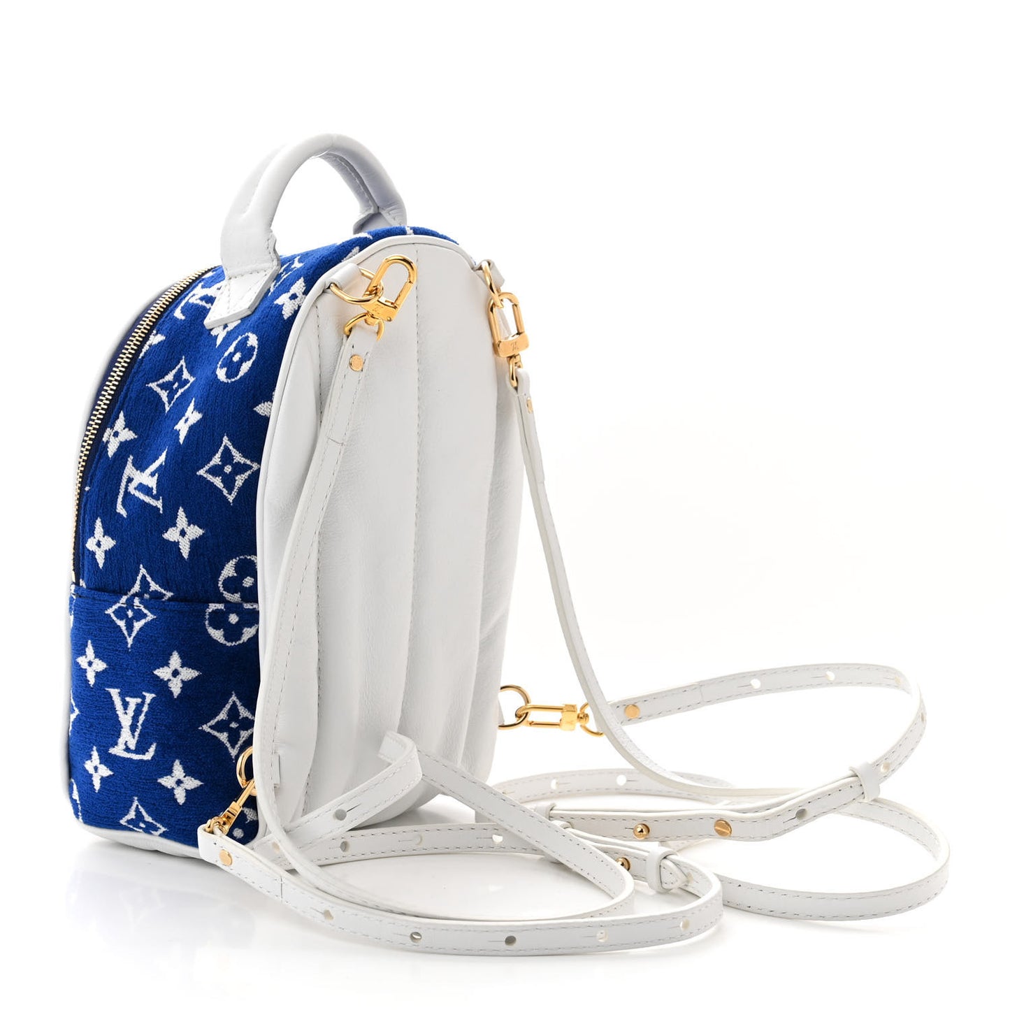 Jacquard Velvet Monogram Palm Springs Backpack Mini Blue