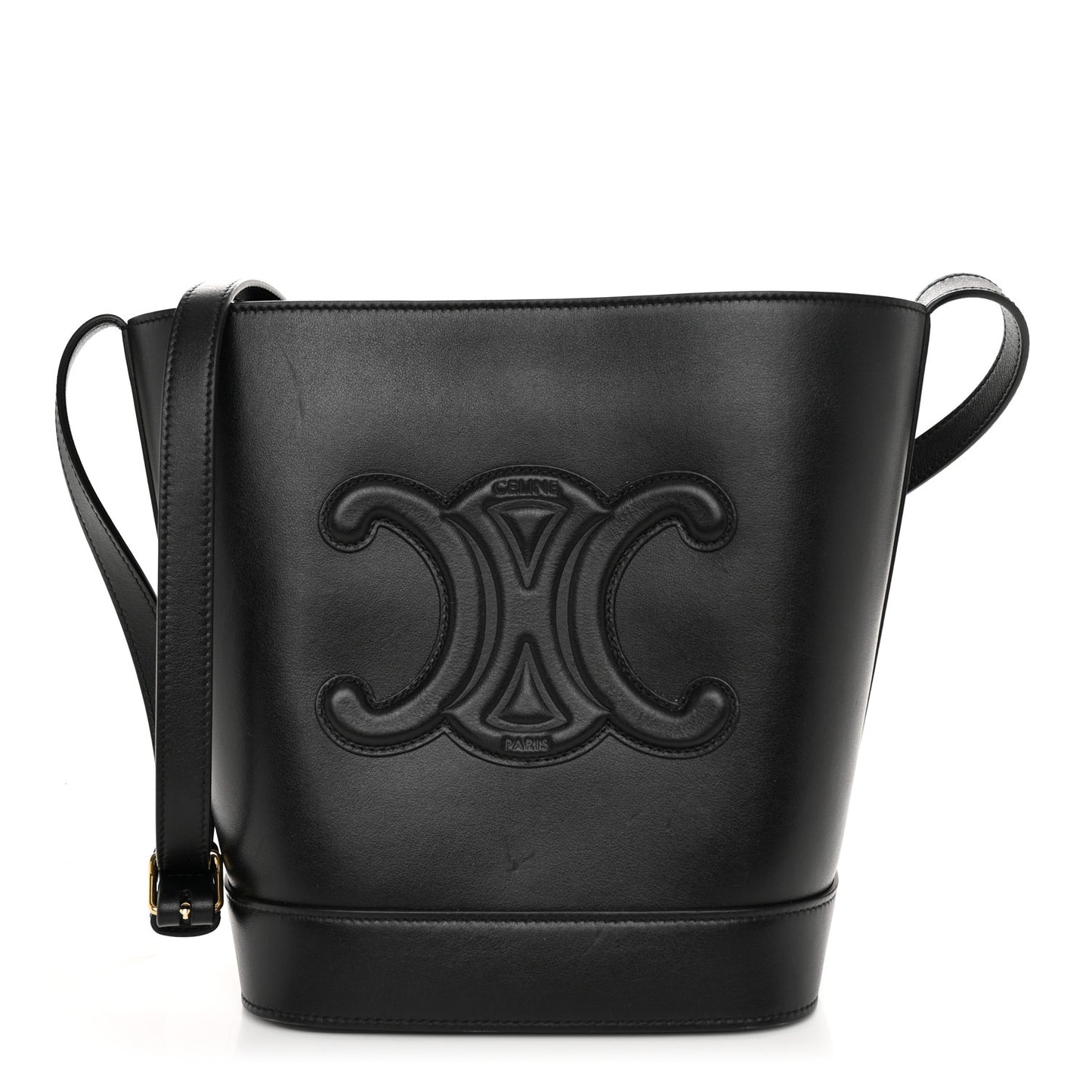 Smooth Calfskin Small Cuir Triomphe Bucket Bag Black