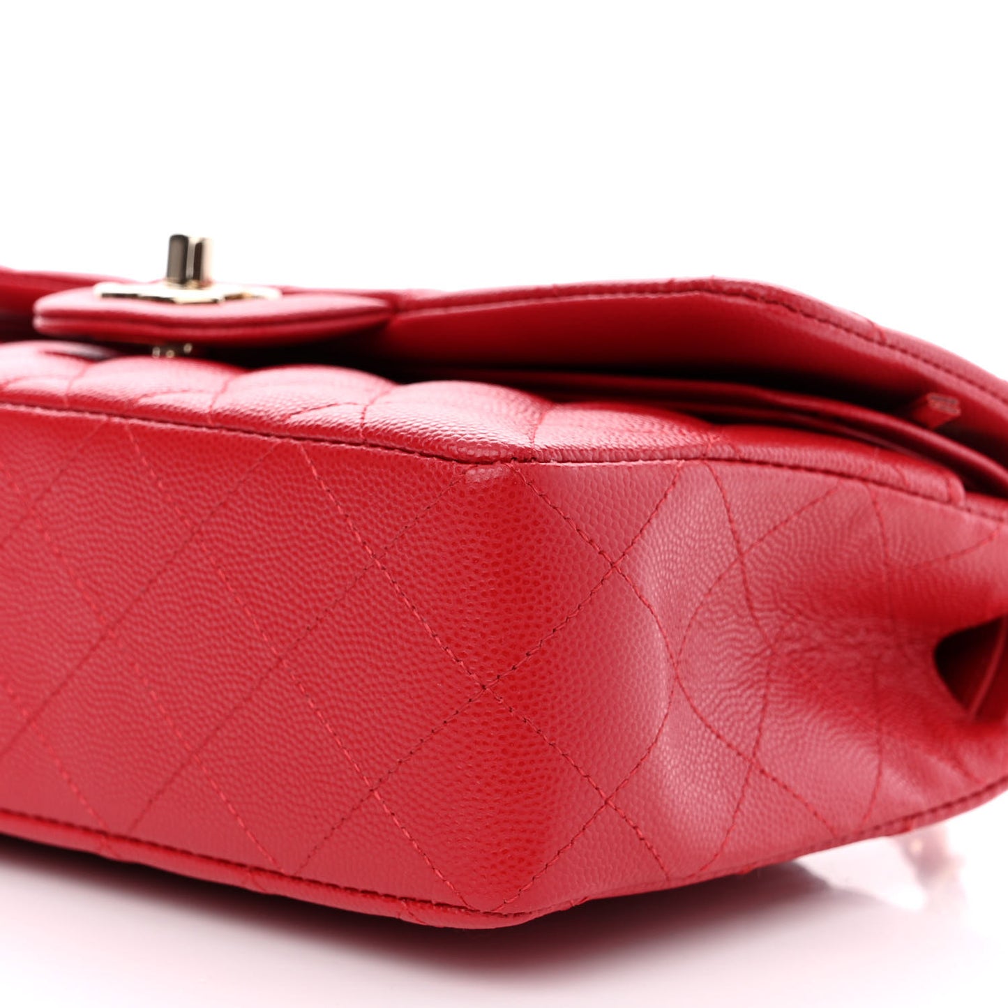 Caviar Quilted Small Double Flap Red