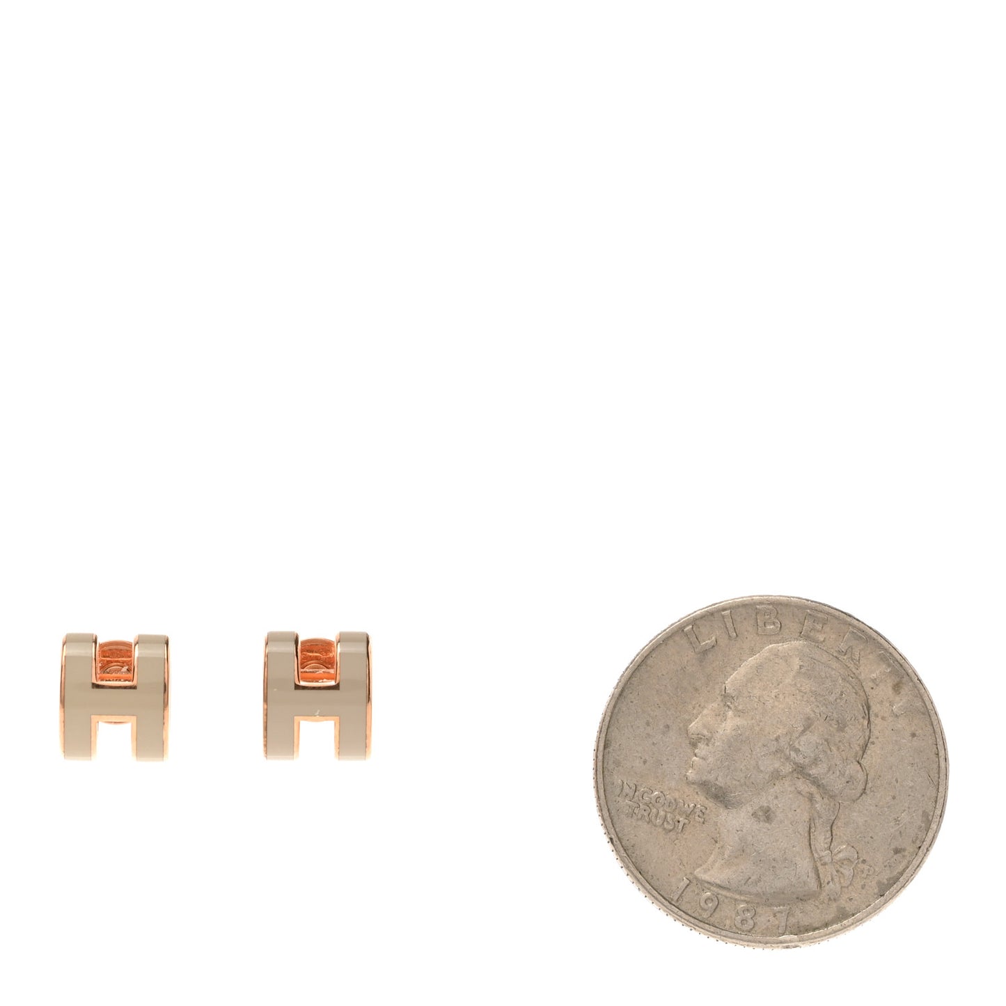 Rose Gold Lacquered Mini Pop H Earrings Marron Glace