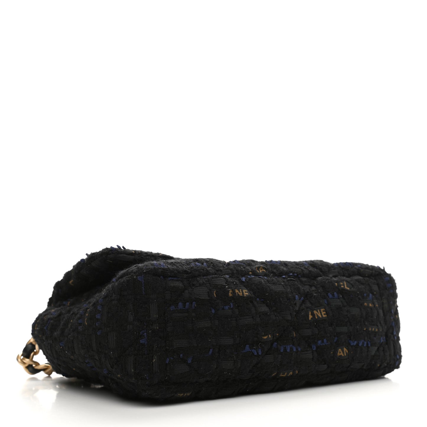 Tweed Quilted Medium Chanel 19 Flap Black Navy Gold