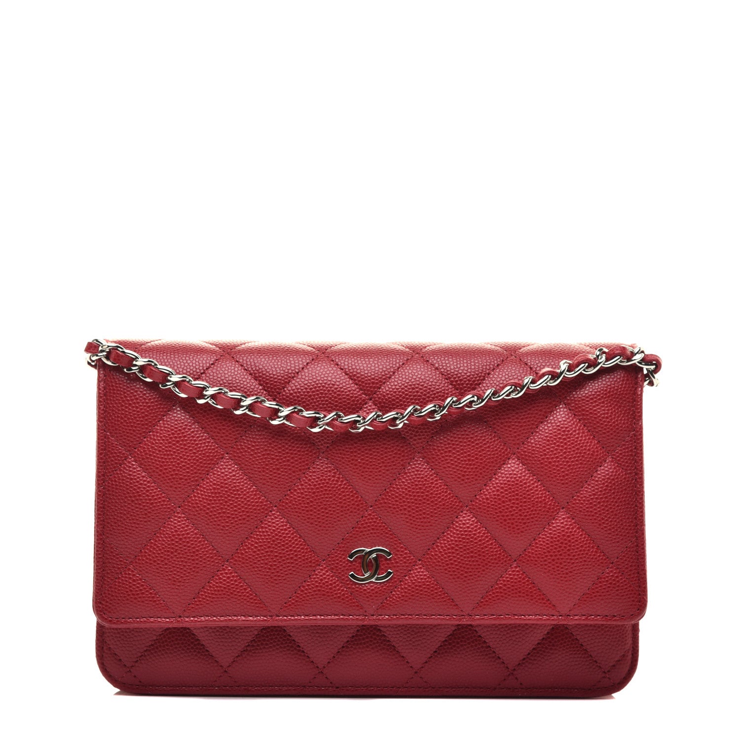 Chanel Caviar Quilted Wallet On Chain WOC Red 1 of 9