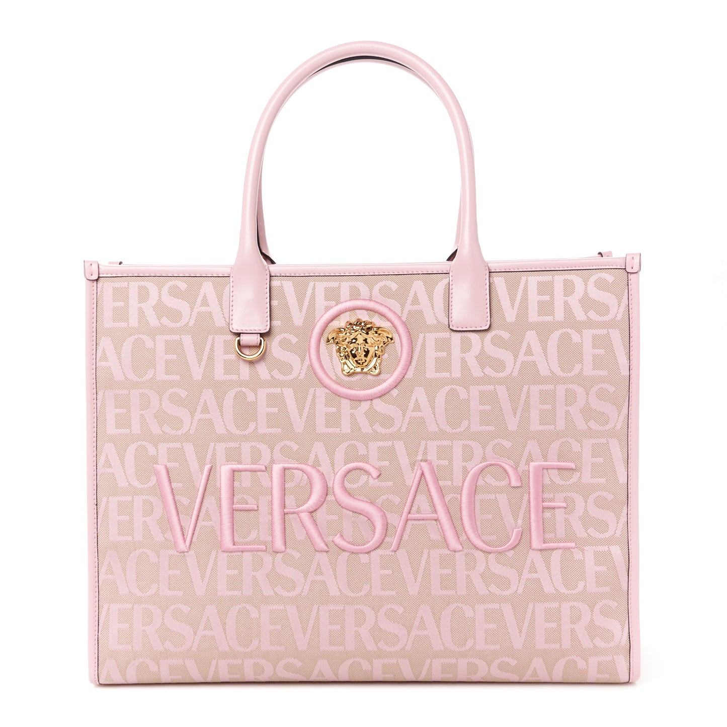 Jacquard Canvas Large Allover Medusa Tote Baby Pink Beige