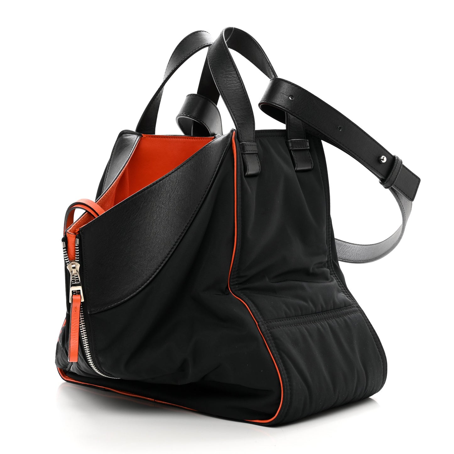 Nylon Medium Hammock Shoulder Bag Black