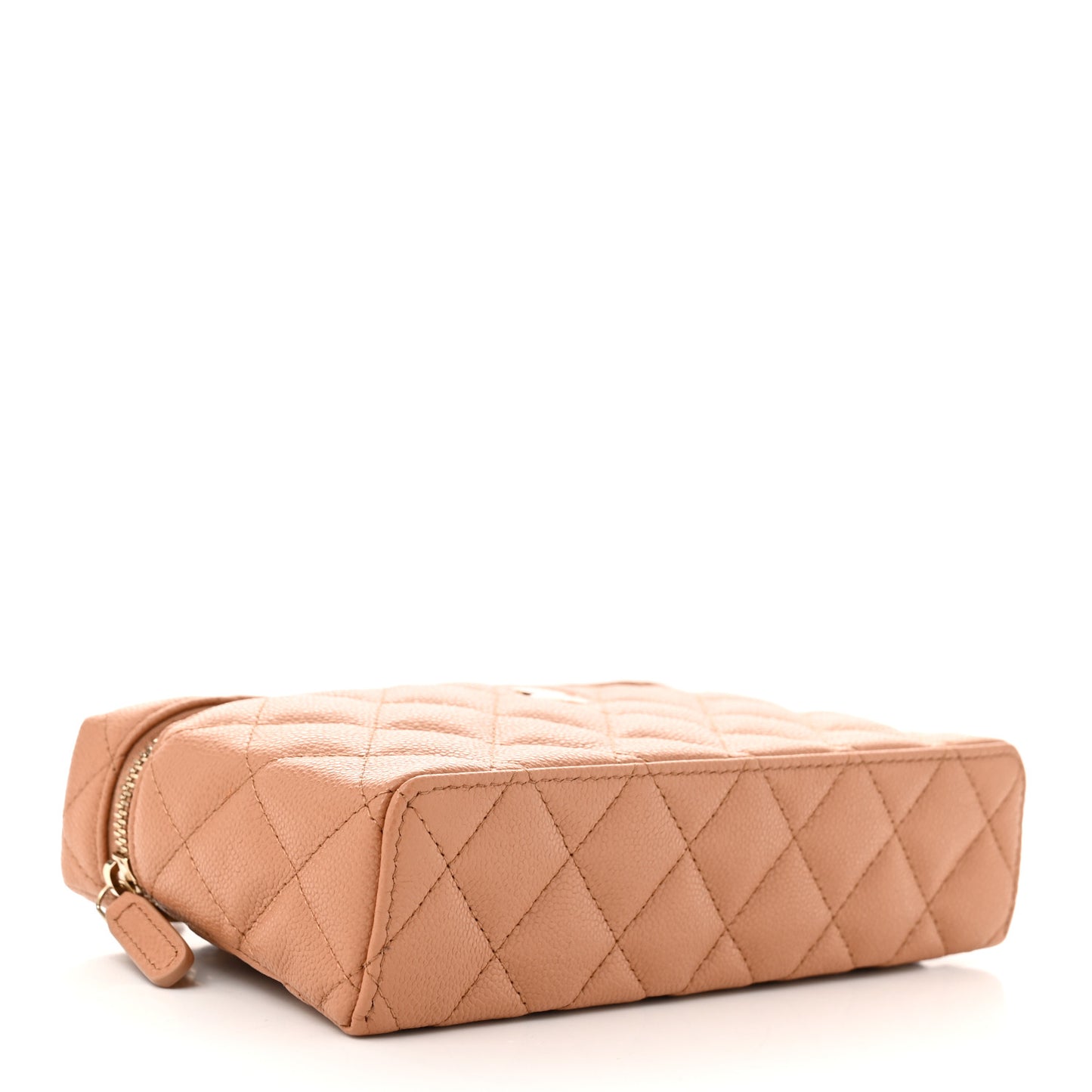Caviar Quilted Top Handle Slim Vanity With Chain Brown