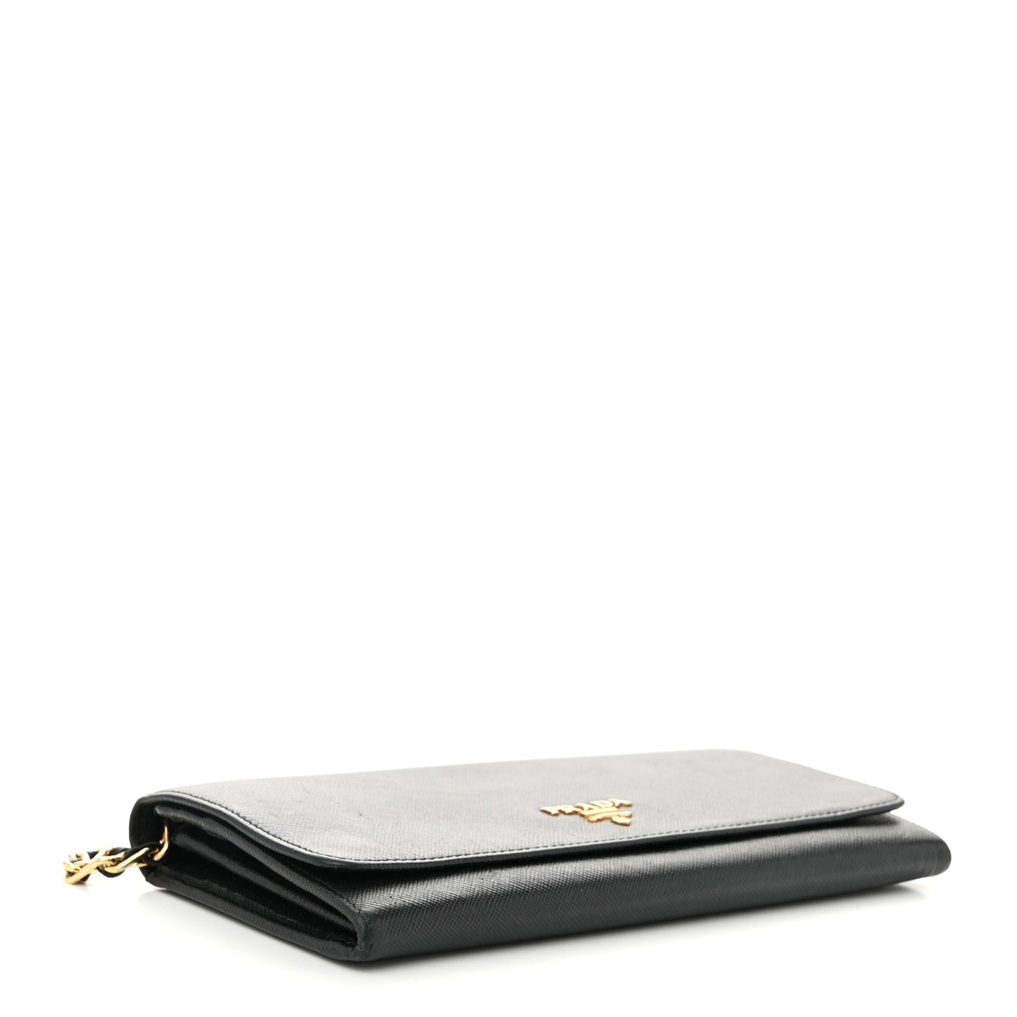 Saffiano Metal Oro Chain Wallet Black