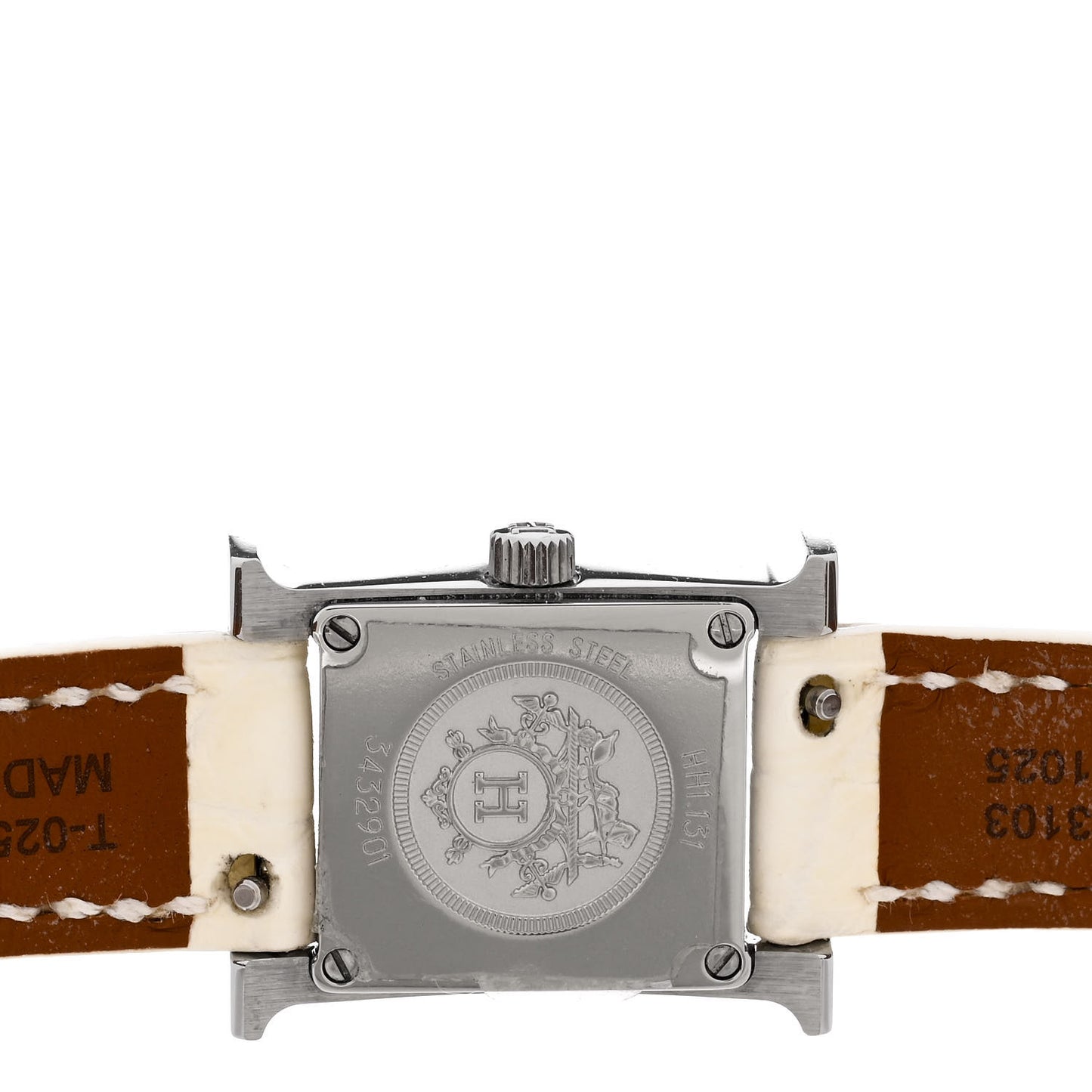 Stainless Steel Alligator Diamond Bezel Mother of Pearl 17.2mm Heure H Hour Quartz Watch Blanc