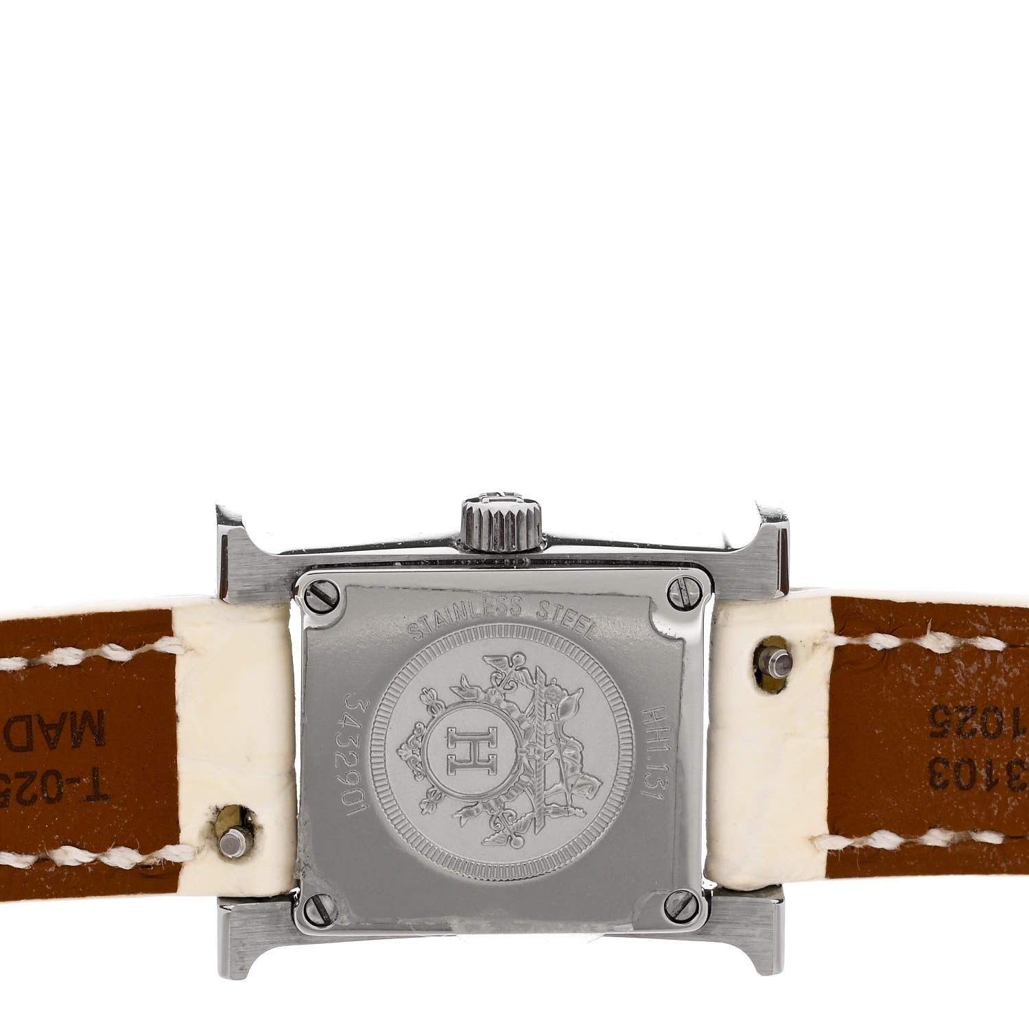 Hermes Stainless Steel Alligator Diamond Bezel Mother of Pearl 17.2mm Heure H Hour Quartz Watch Blanc 4 of 6