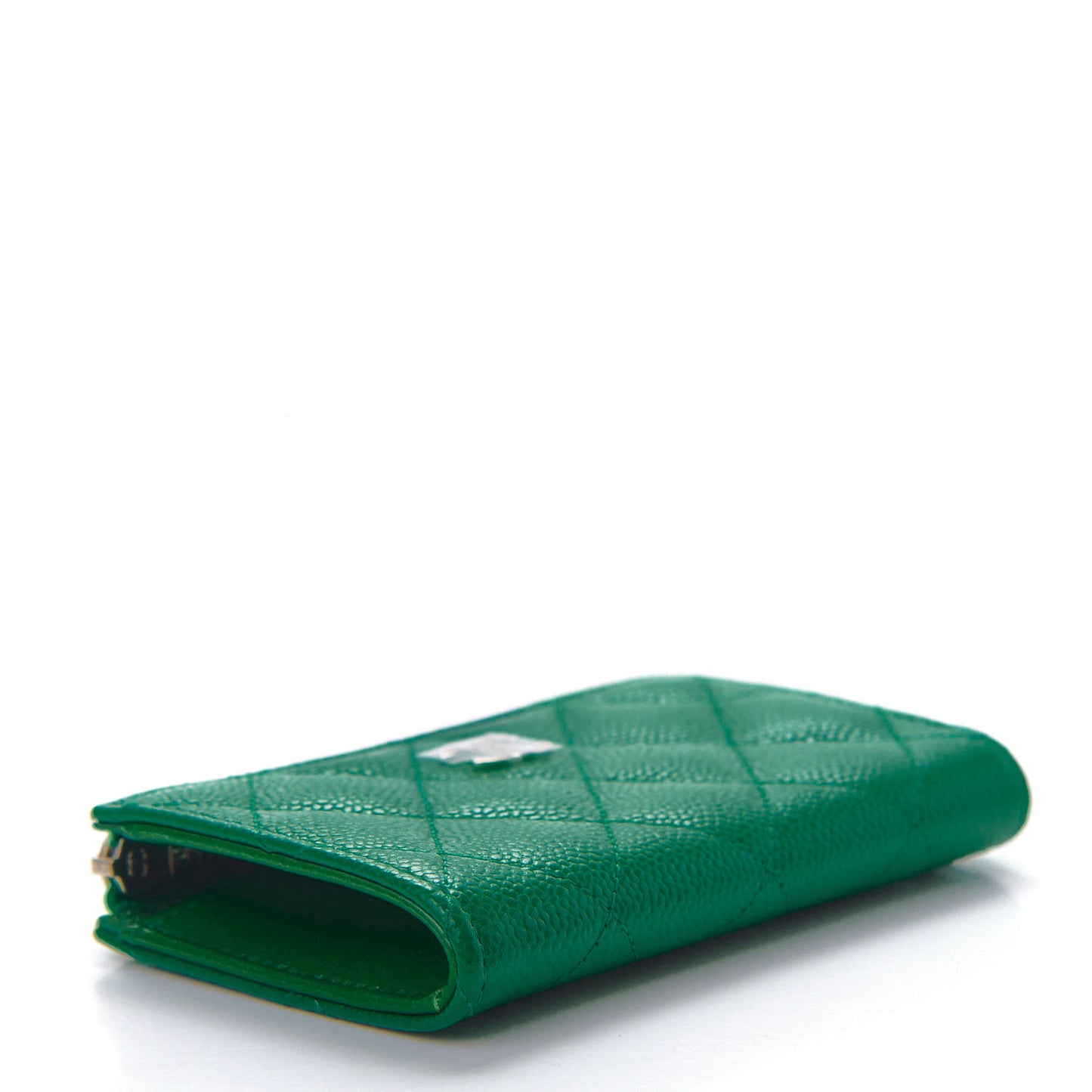 Caviar Quilted Zipped Key Holder Case Green