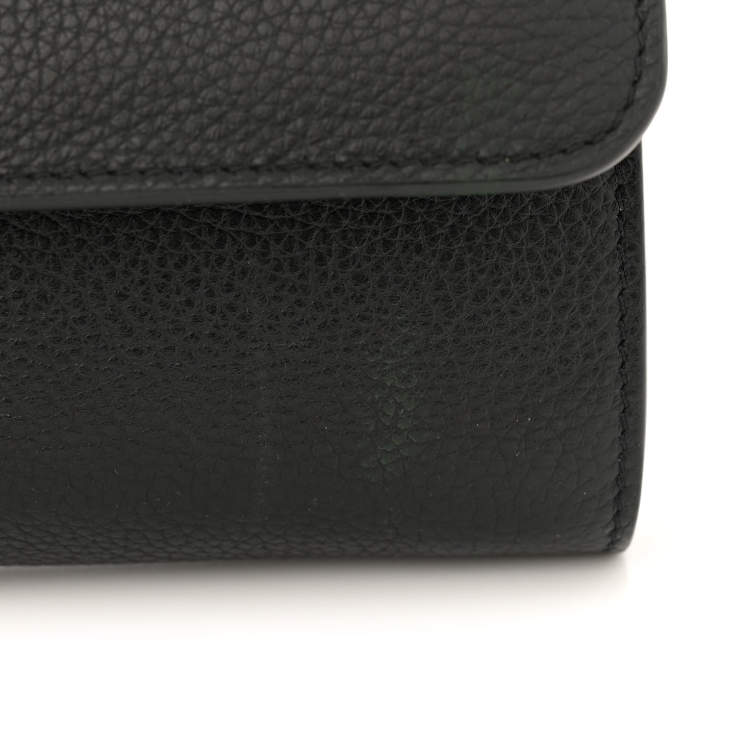 Grained Calfskin Virtus Wallet On Chain Black