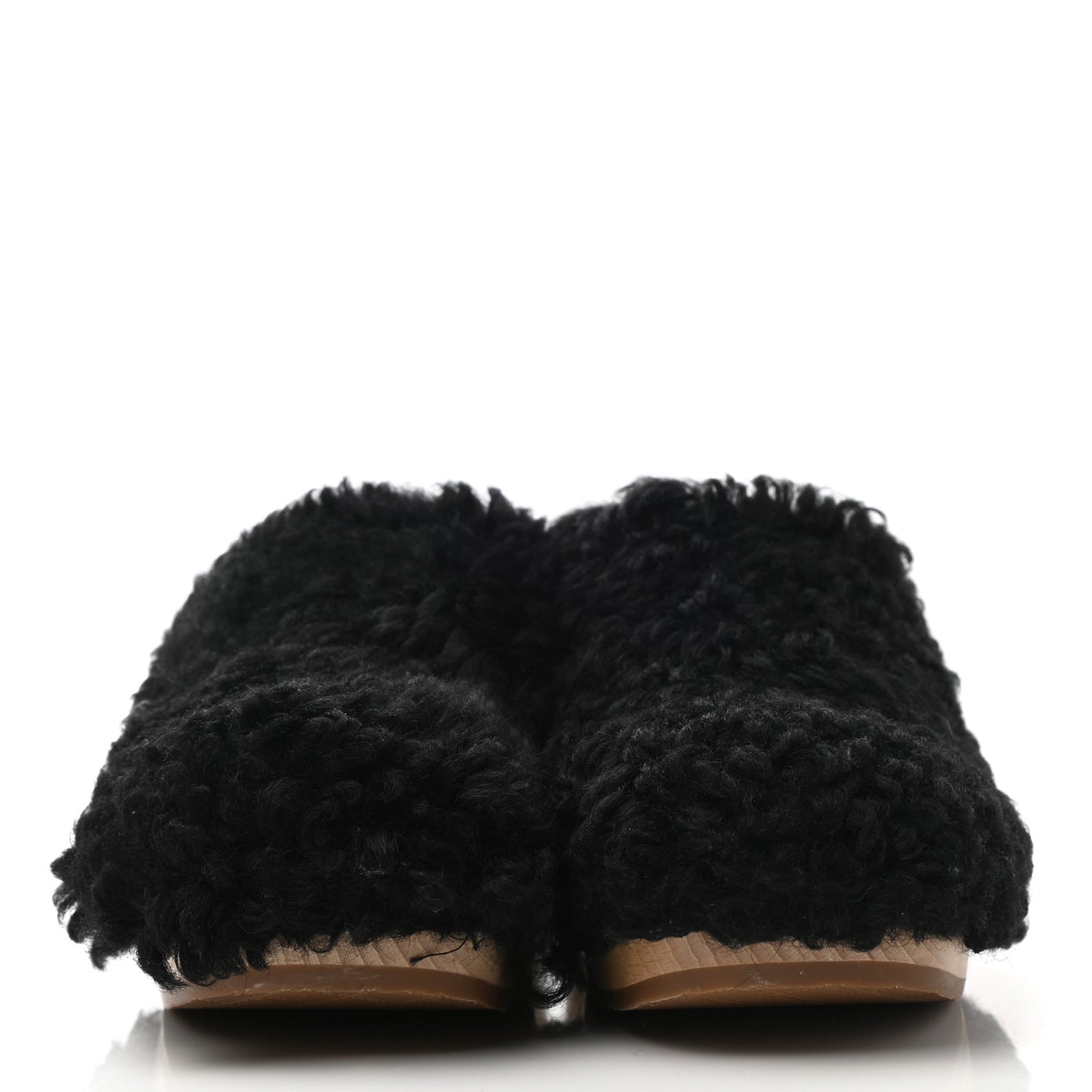 Shearling Lambskin Clogs 40 Black