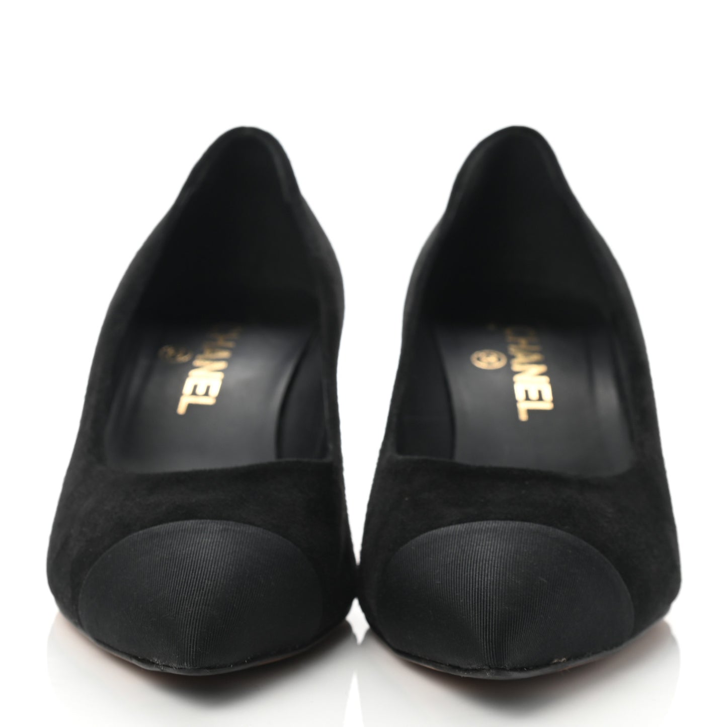 Suede Grosgrain Cap Toe Pumps 37.5 Black