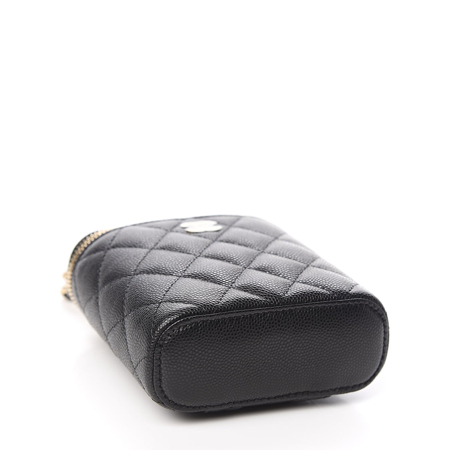 Caviar Quilted Small Vertical Coco Beauty Vanity Case With Chain Black