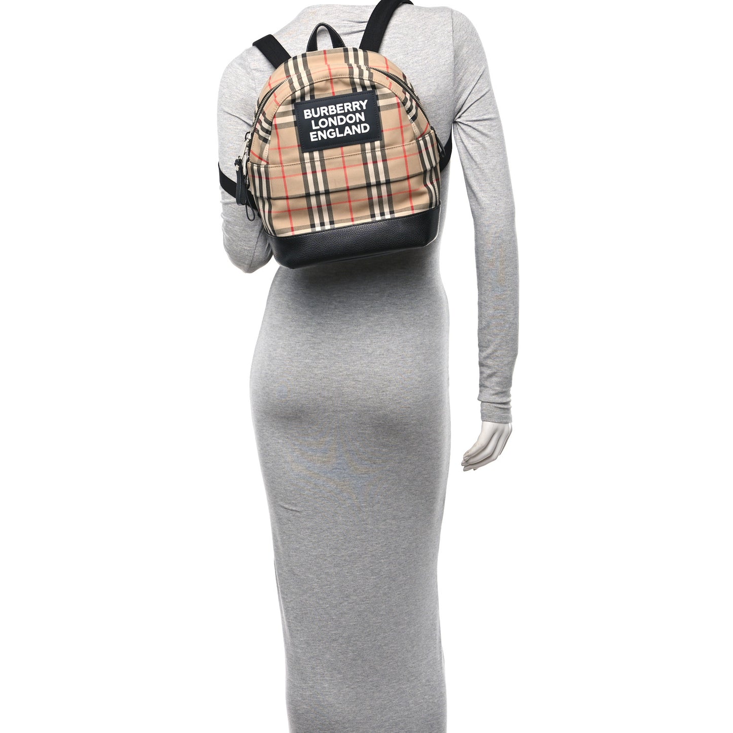 House Check Canvas Calfskin Small Nico Backpack Archive Beige