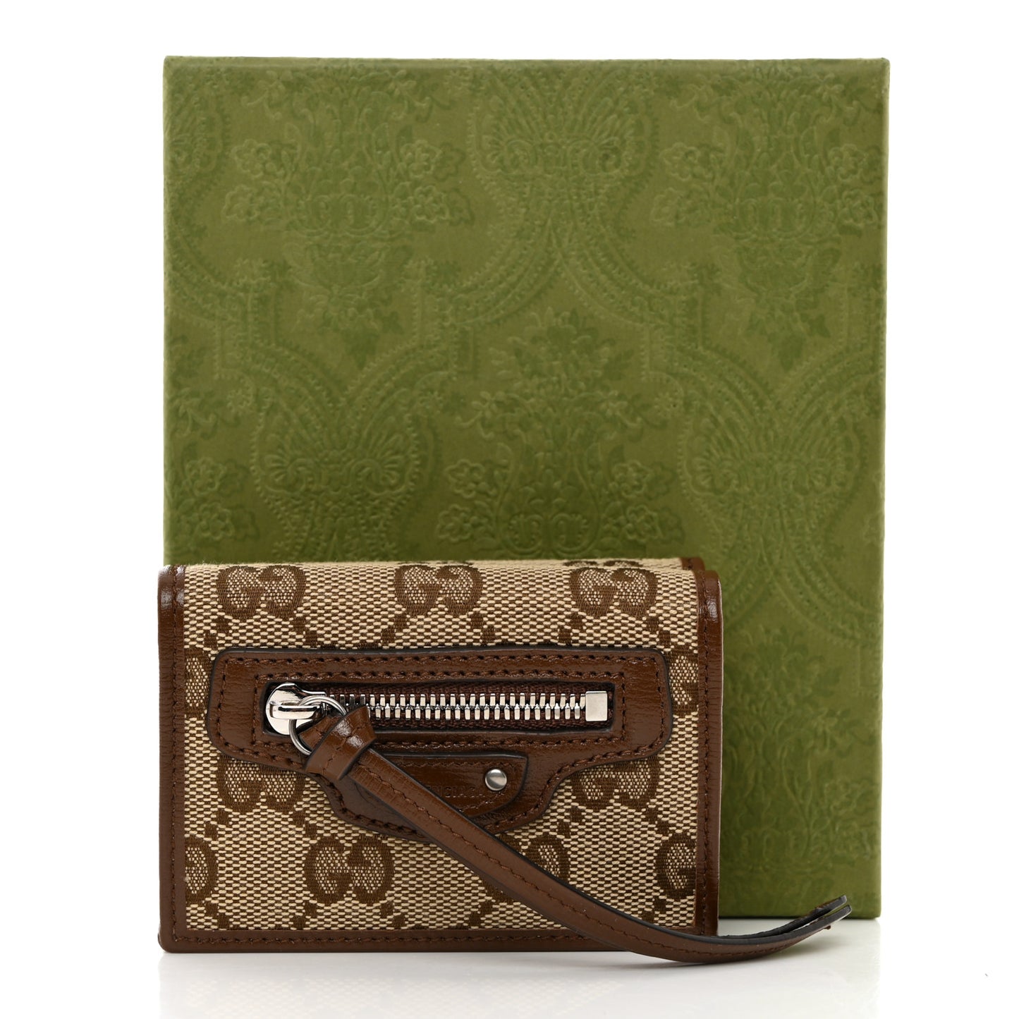 X GUCCI GG Monogram Azalea Calfskin Neo Classic Wallet Beige Ebony Brown Sugar